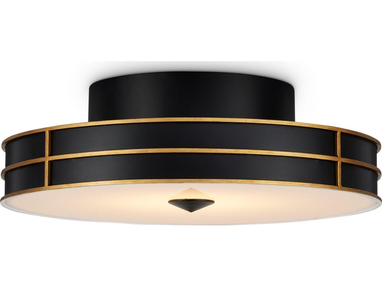 Currey & Company Fielding 1-Light Black Drum Flush Mount
