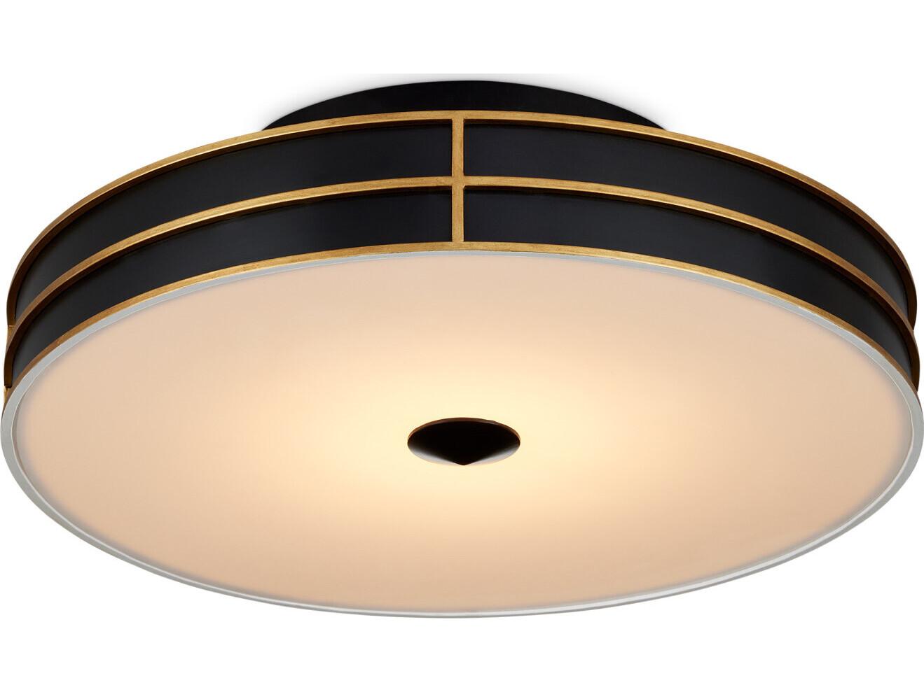 Currey & Company Fielding 1-Light Black Drum Flush Mount