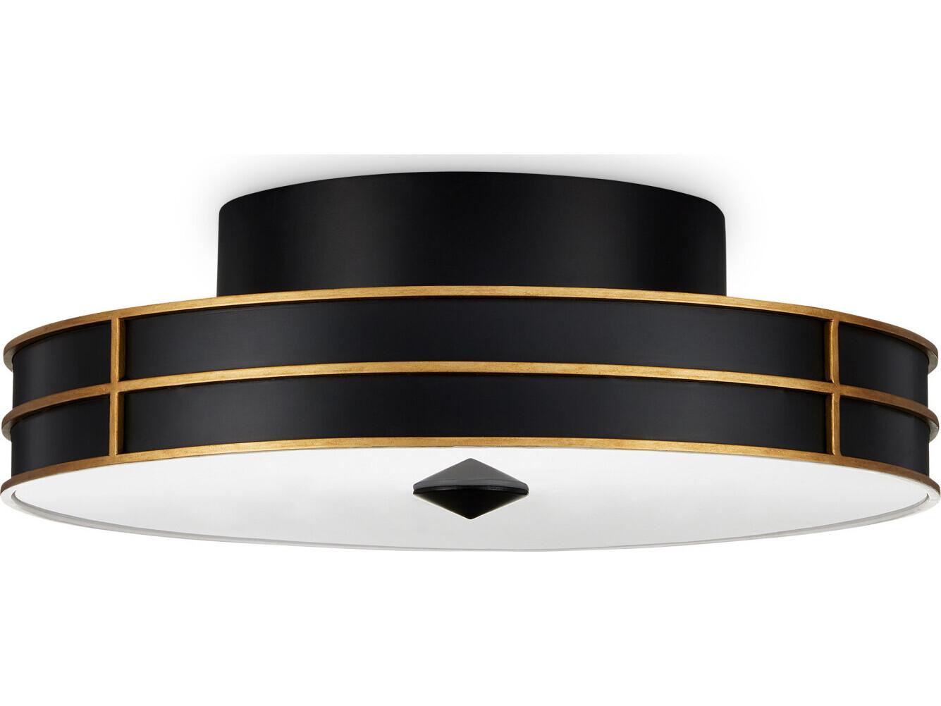 Currey & Company Fielding 1-Light Black Drum Flush Mount