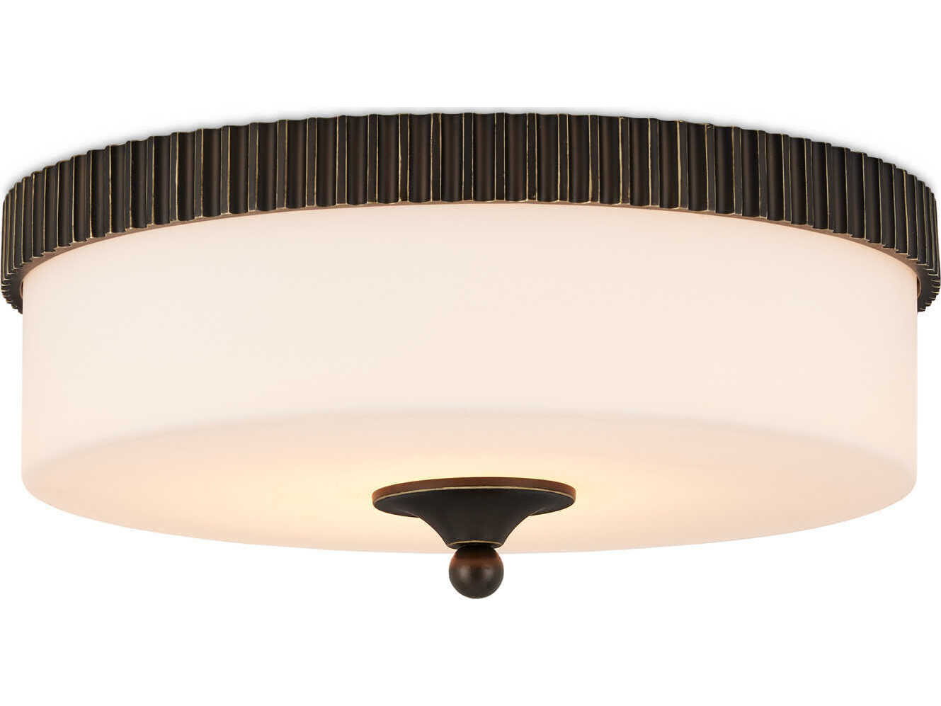 Currey & Company Bryce 1-Light Oil Rubbed Bronze White Drum Flush Mount