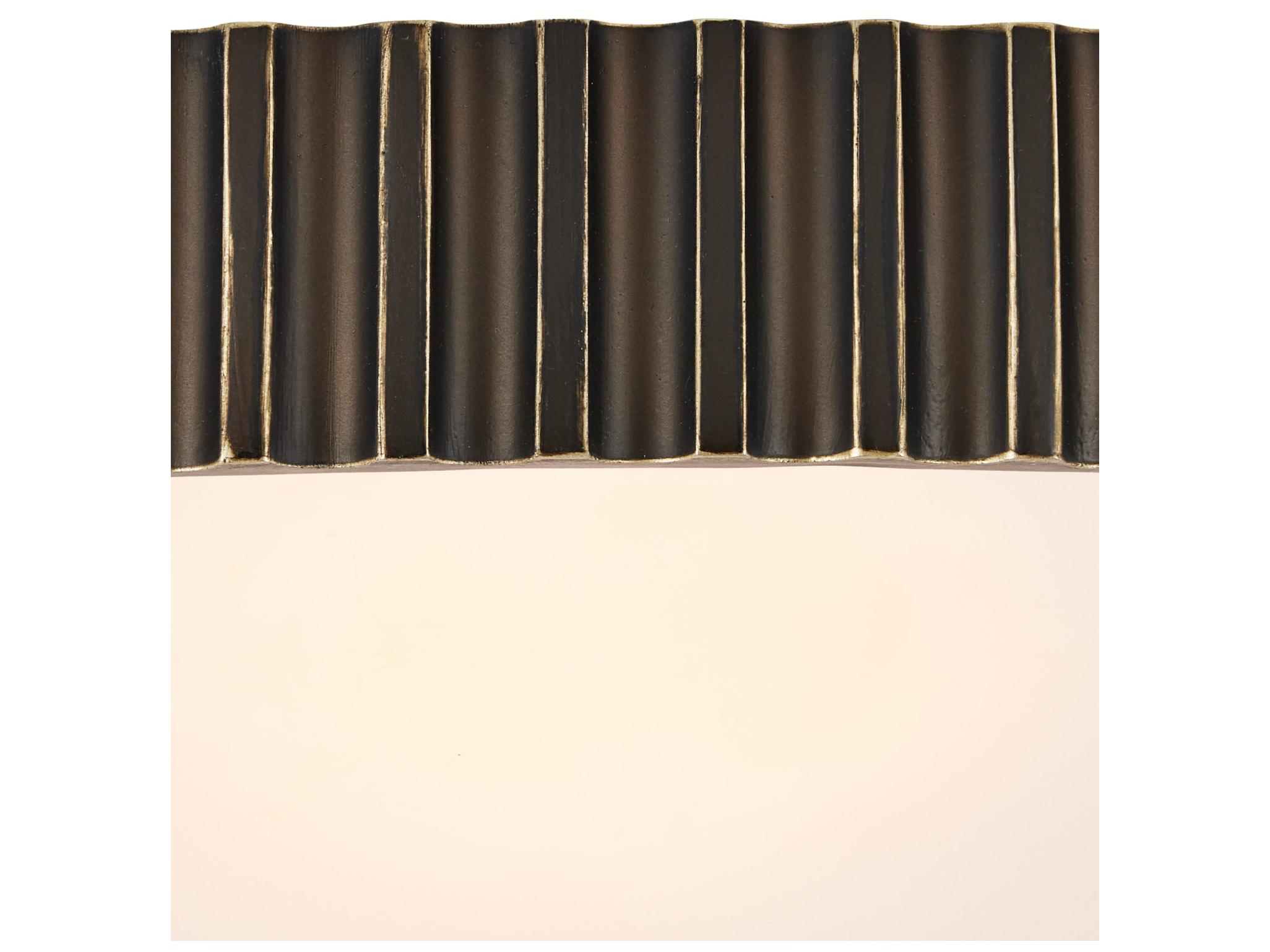 Currey & Company Bryce 1-Light Oil Rubbed Bronze White Drum Flush Mount