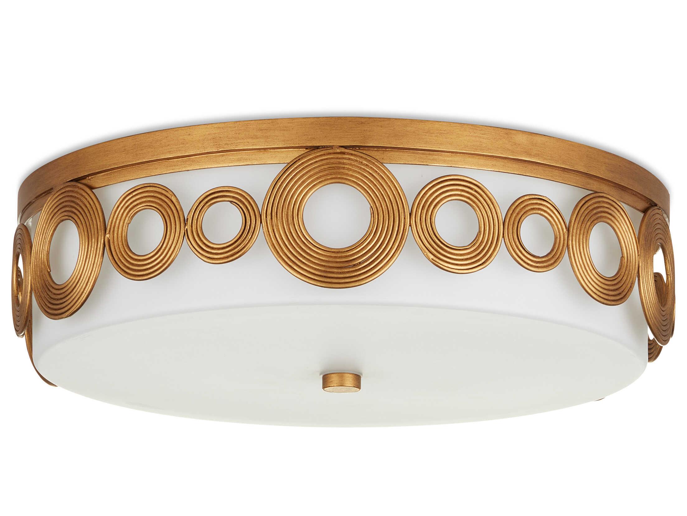 Currey & Company Gyges 1-Light Brass Drum Flush Mount