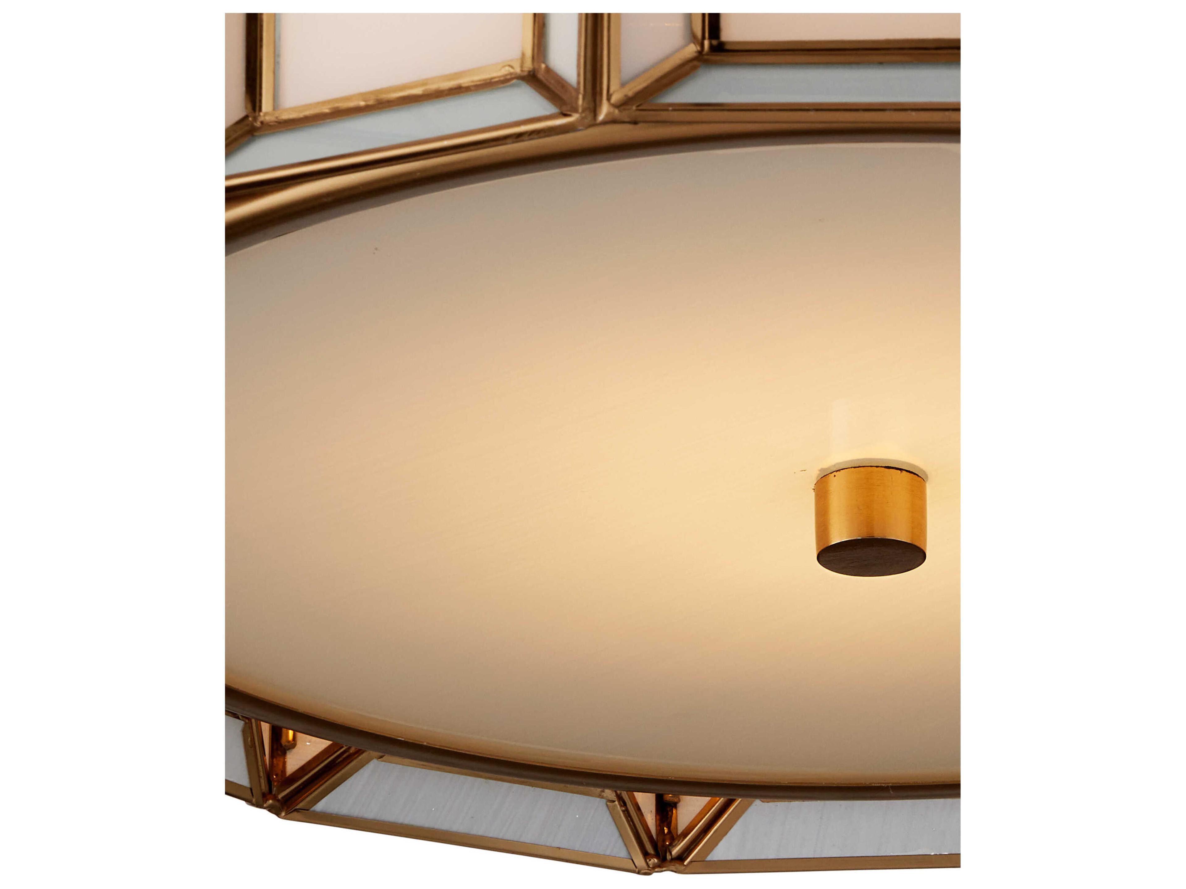 Currey & Company Daze 1-Light Antique Brass White Round Flush Mount