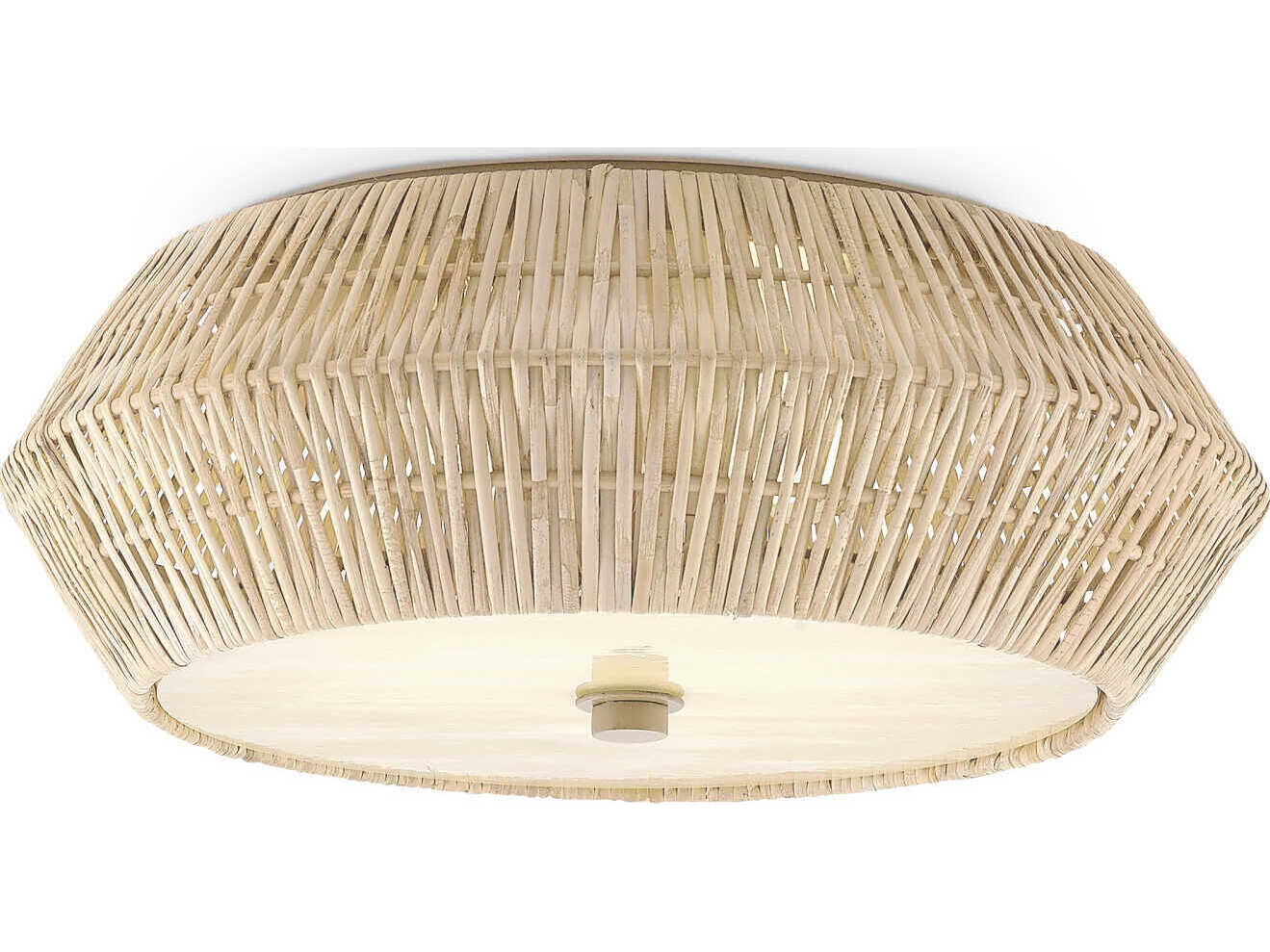 Currey & Company Antibes 2-Light Bleached Natural Snow White Flush Mount