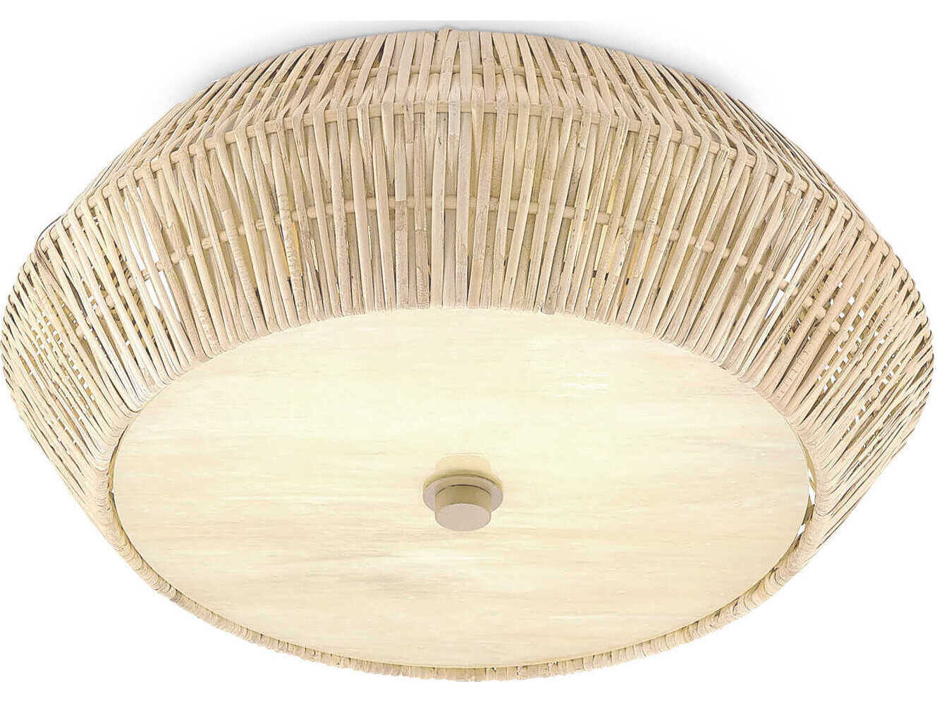 Currey & Company Antibes 2-Light Bleached Natural Snow White Flush Mount