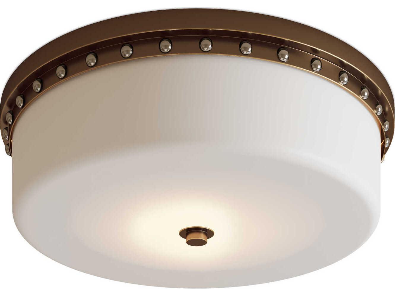 Currey & Company Barnabe 1-Light White Antique Brass Polished Nickel Flush Mount