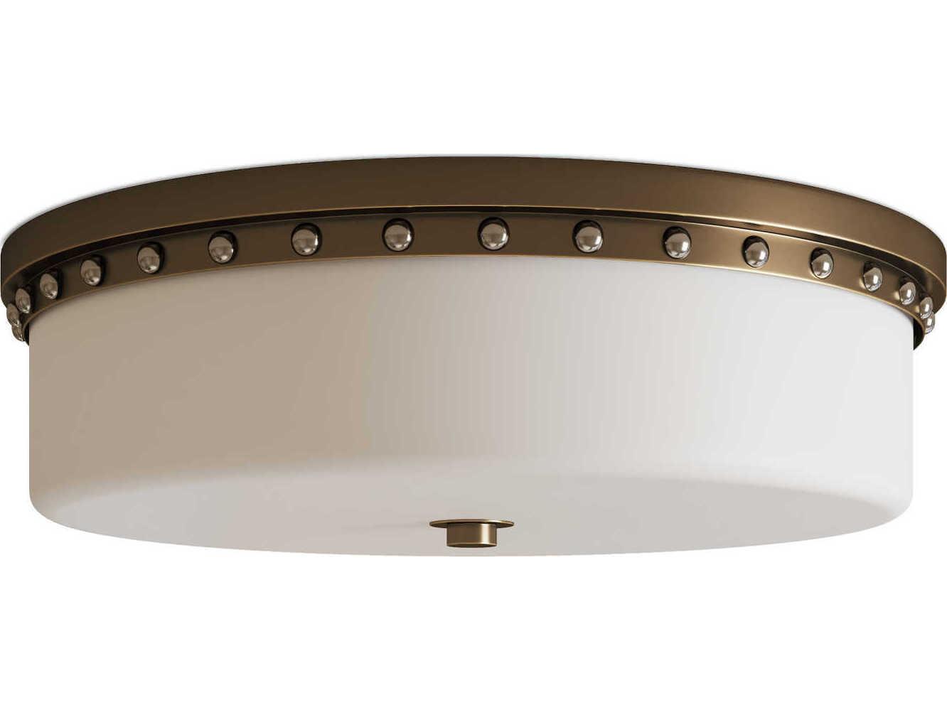 Currey & Company Barnabe 1-Light White Antique Brass Polished Nickel Flush Mount