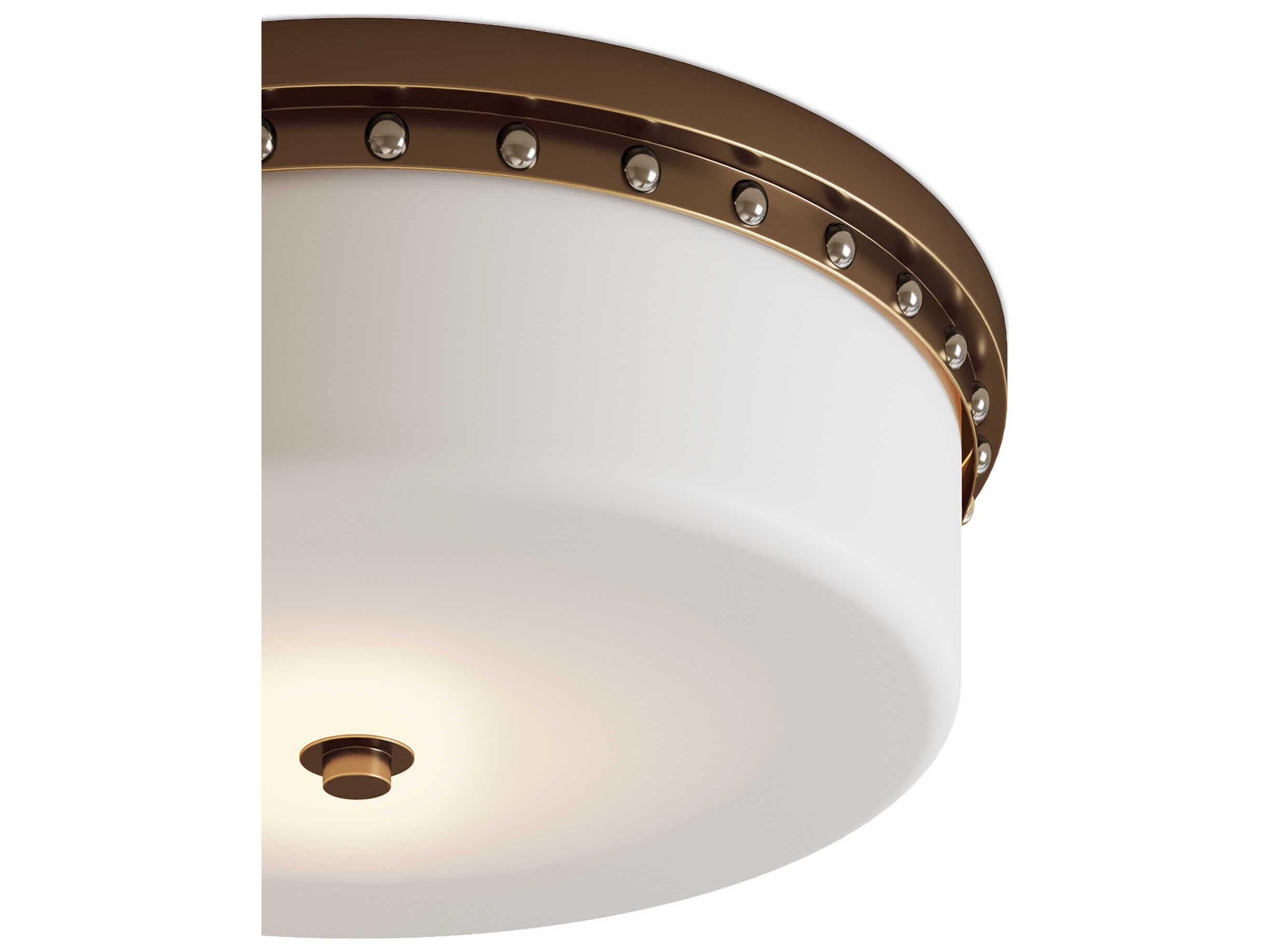 Currey & Company Barnabe 1-Light White Antique Brass Polished Nickel Flush Mount