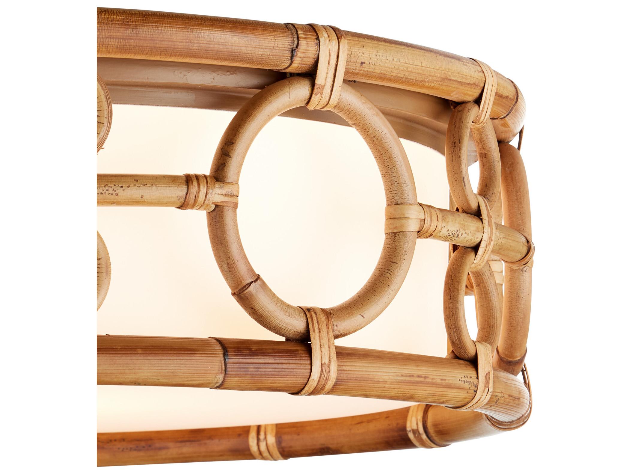 Currey & Company Tegal 1-Light Natural Khaki White Brown Round Flush Mount