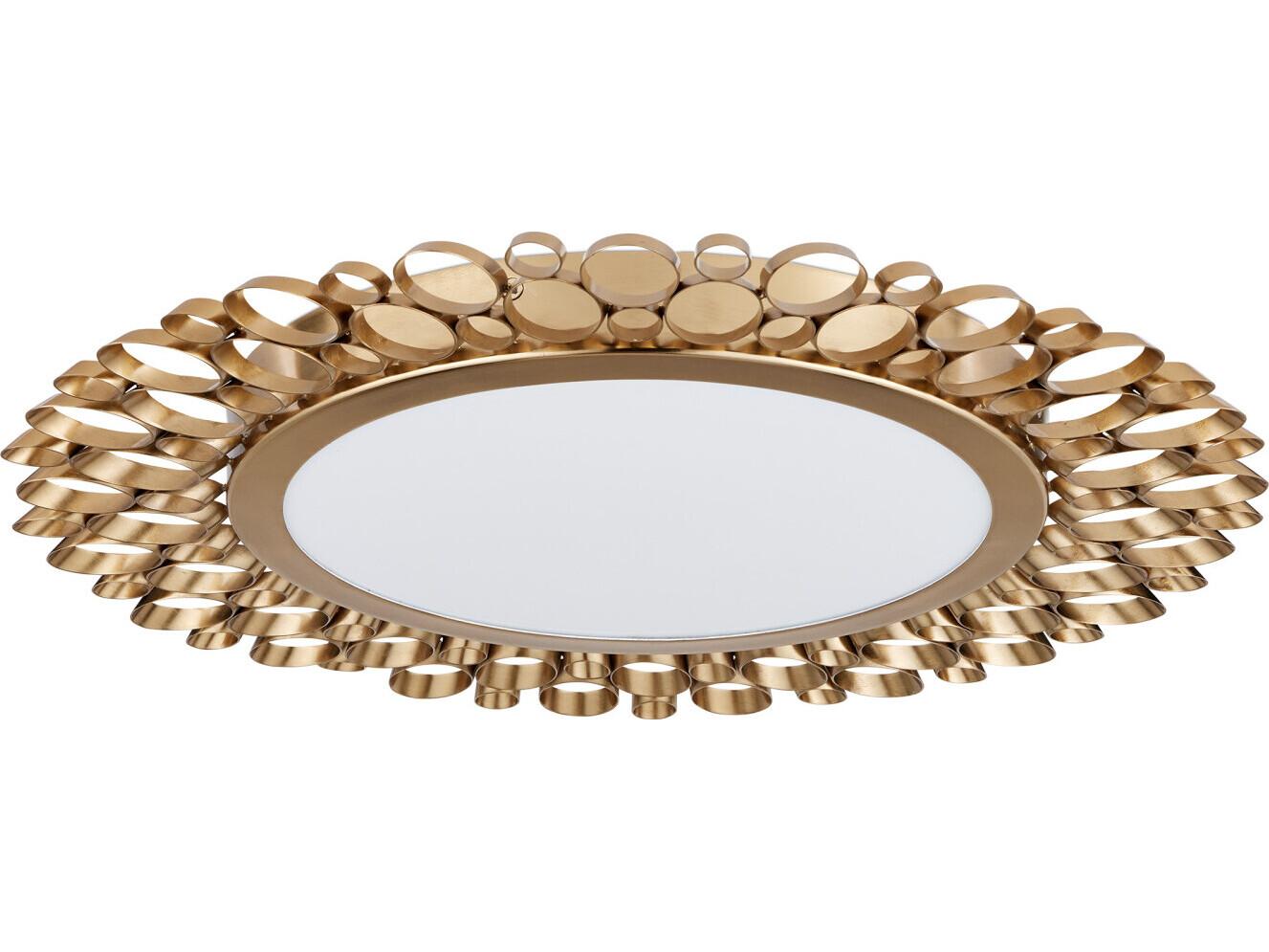 Currey & Company Antares 1-Light Antique Brass White Round Flush Mount
