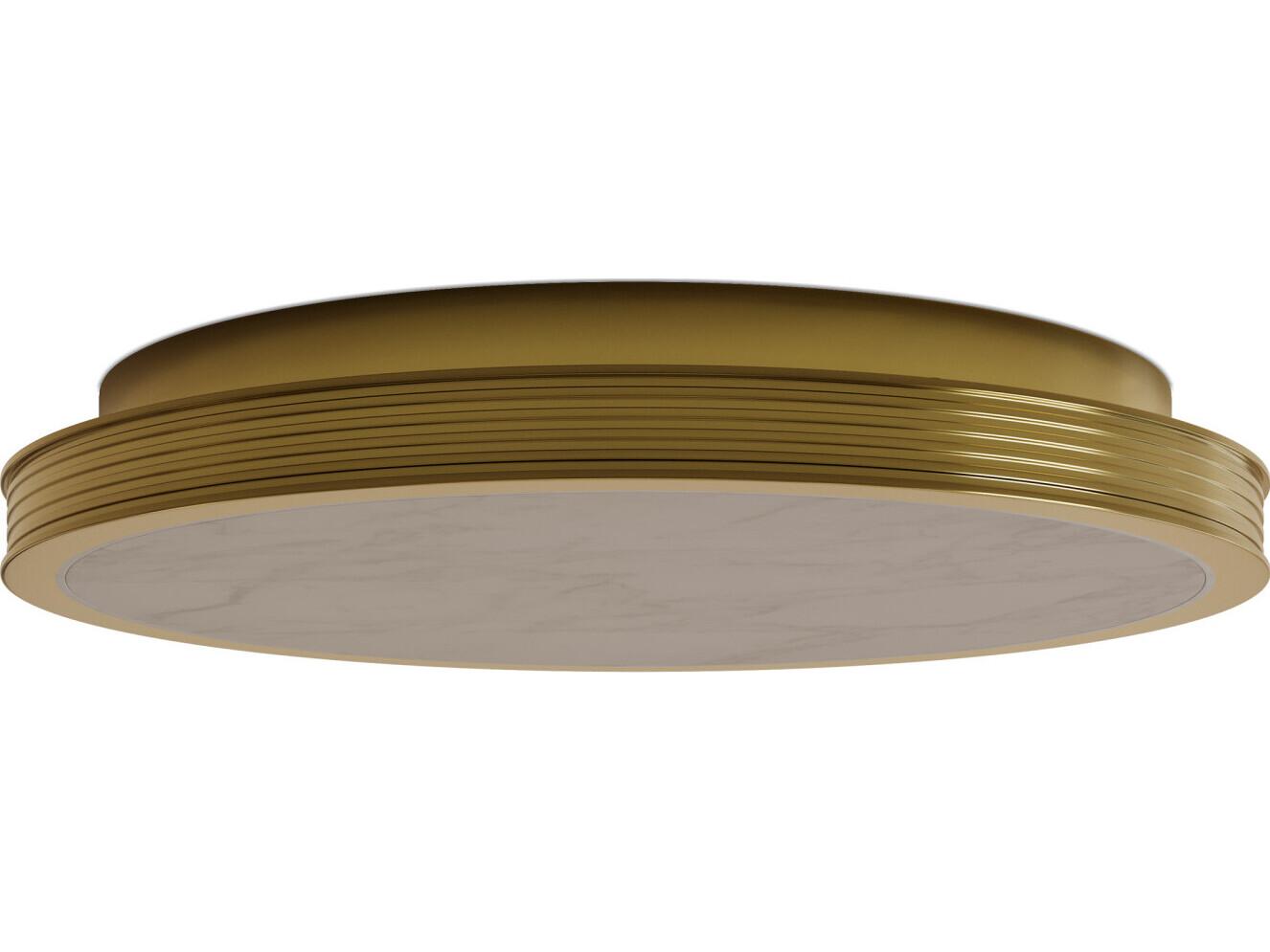 Currey & Company Aydan 1-Light Natural Polished Antique Brass Round Flush Mount
