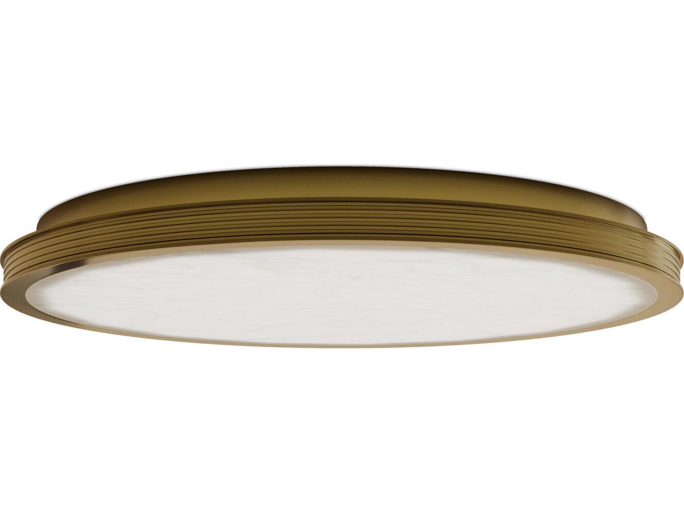 Currey & Company Aydan 1-Light Natural Polished Antique Brass Round Flush Mount