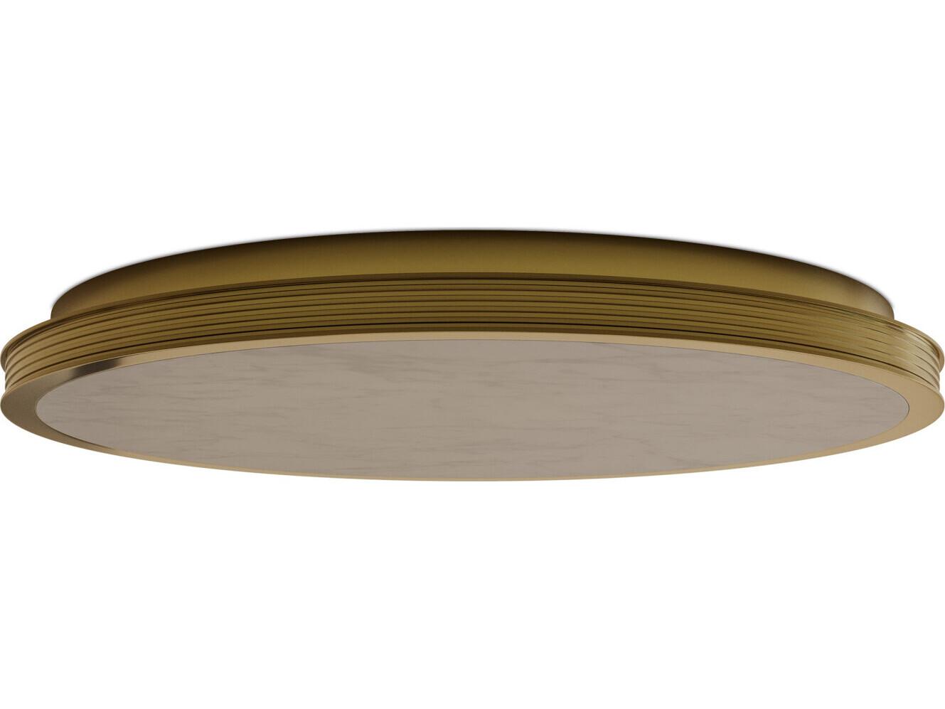 Currey & Company Aydan 1-Light Natural Polished Antique Brass Round Flush Mount