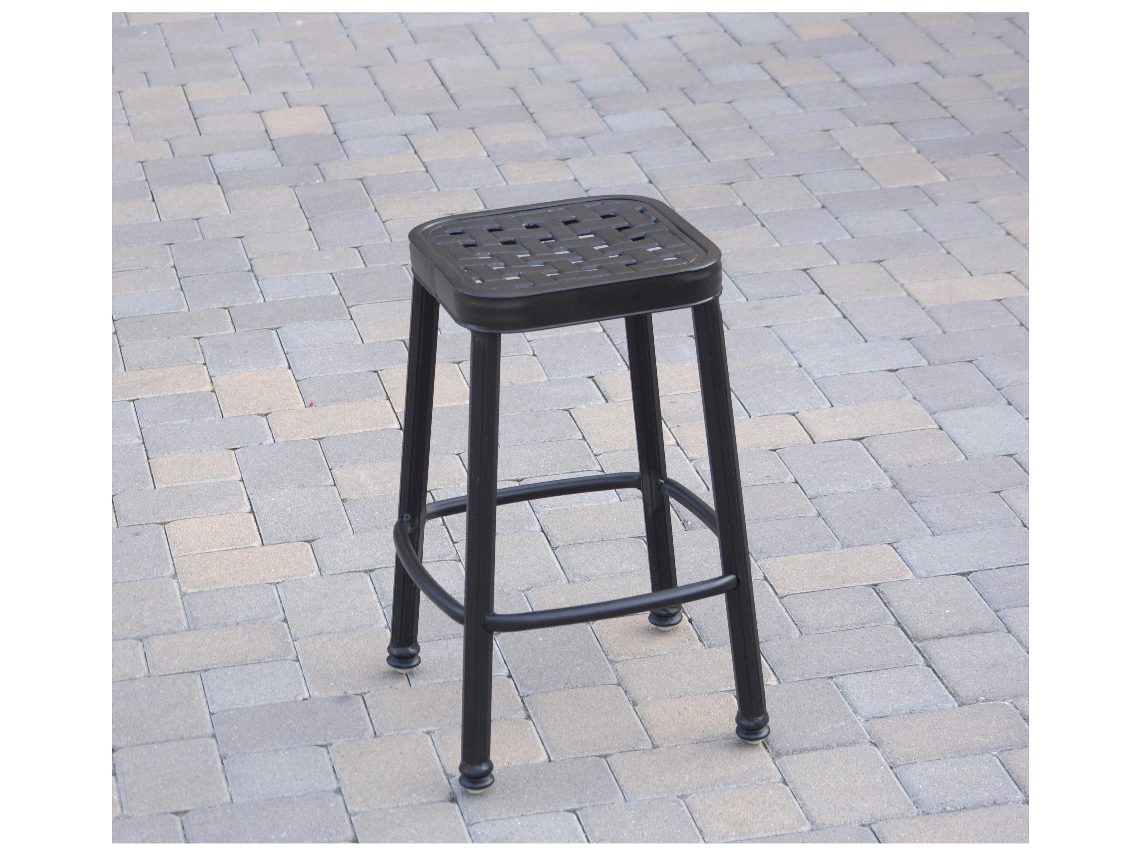 Darlee Outdoor Living Backless Cast Aluminum 5-Piece Square Counter Height Set with Cushions and 26 x 52'' Rectangular Counter Table