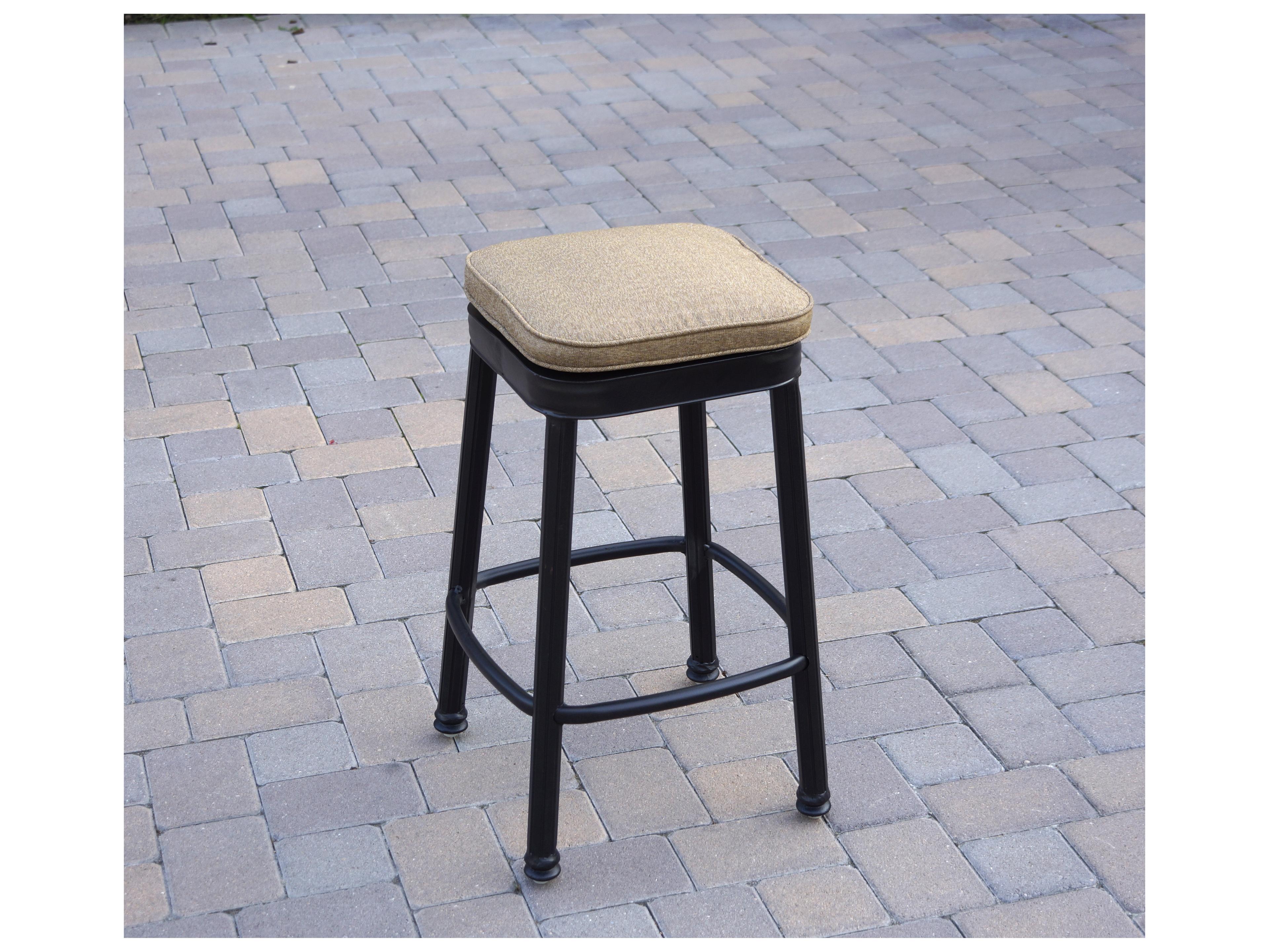 Darlee Outdoor Living Backless Cast Aluminum 5-Piece Square Counter Height Set with Cushions and 26 x 52'' Rectangular Counter Table