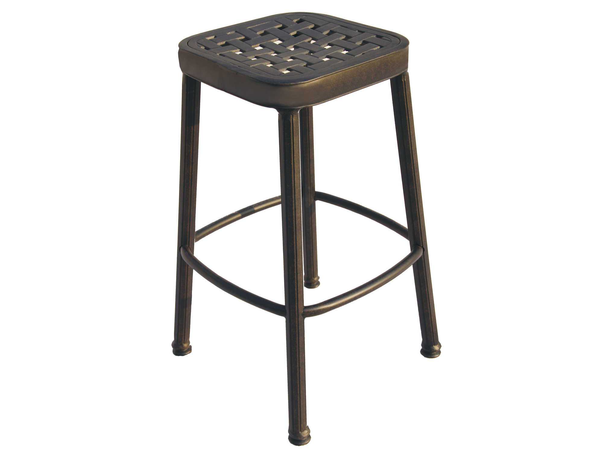 Darlee Outdoor Living Backless Cast Aluminum Antique Bronze Square Bar Stool