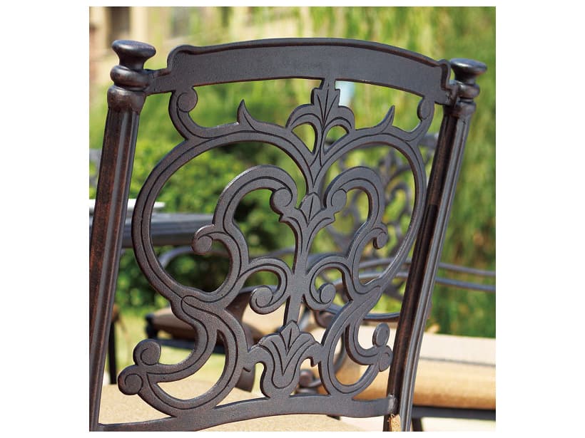 Darlee Outdoor Living Santa Barbara Cast Aluminum 3-Piece Counter Height Set with Cushions and 30'' Round Pedestal Counter Table