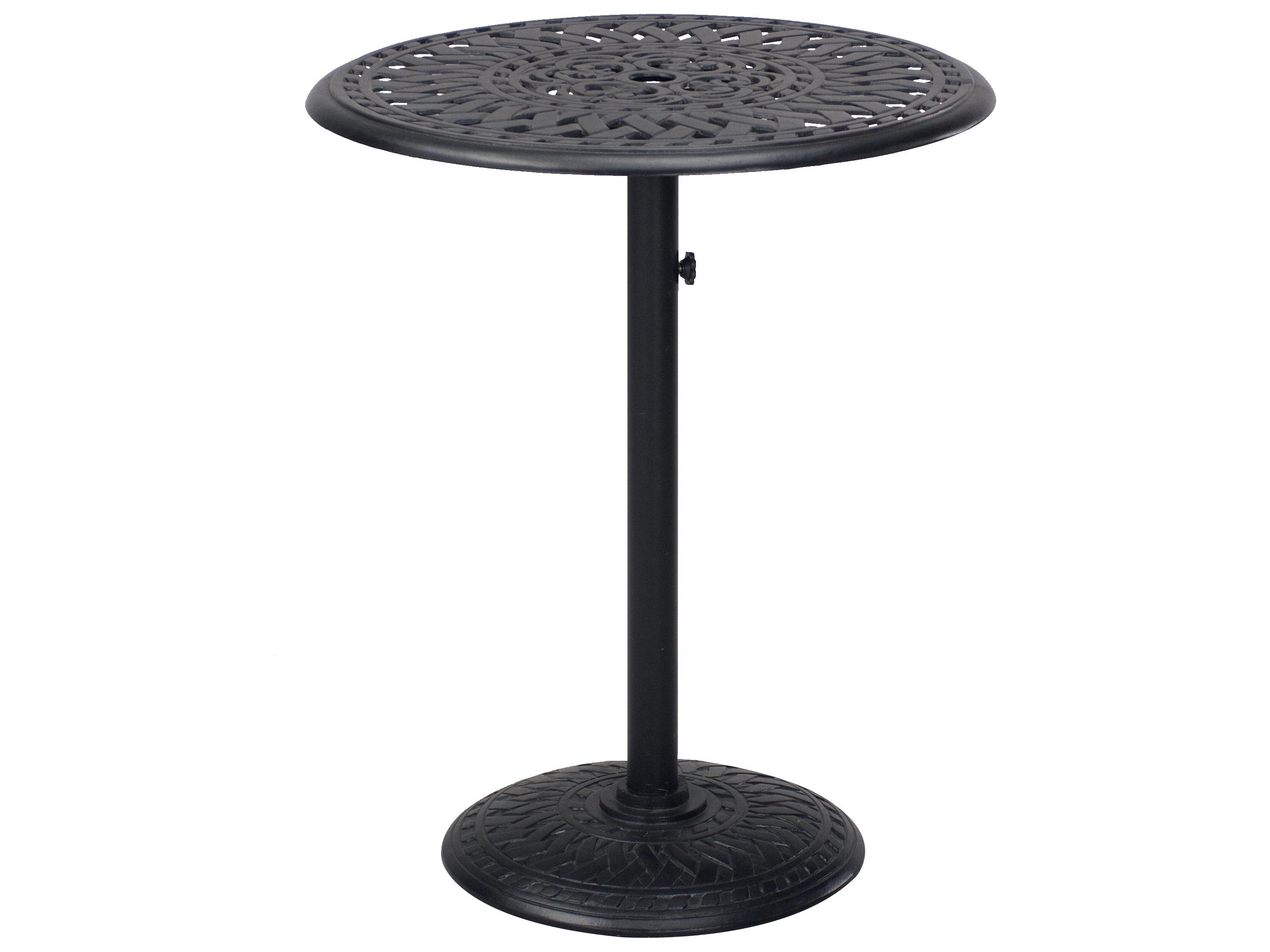 Darlee Outdoor Living Santa Barbara Cast Aluminum 3-Piece Counter Height Set with Cushions and 30'' Round Pedestal Counter Table