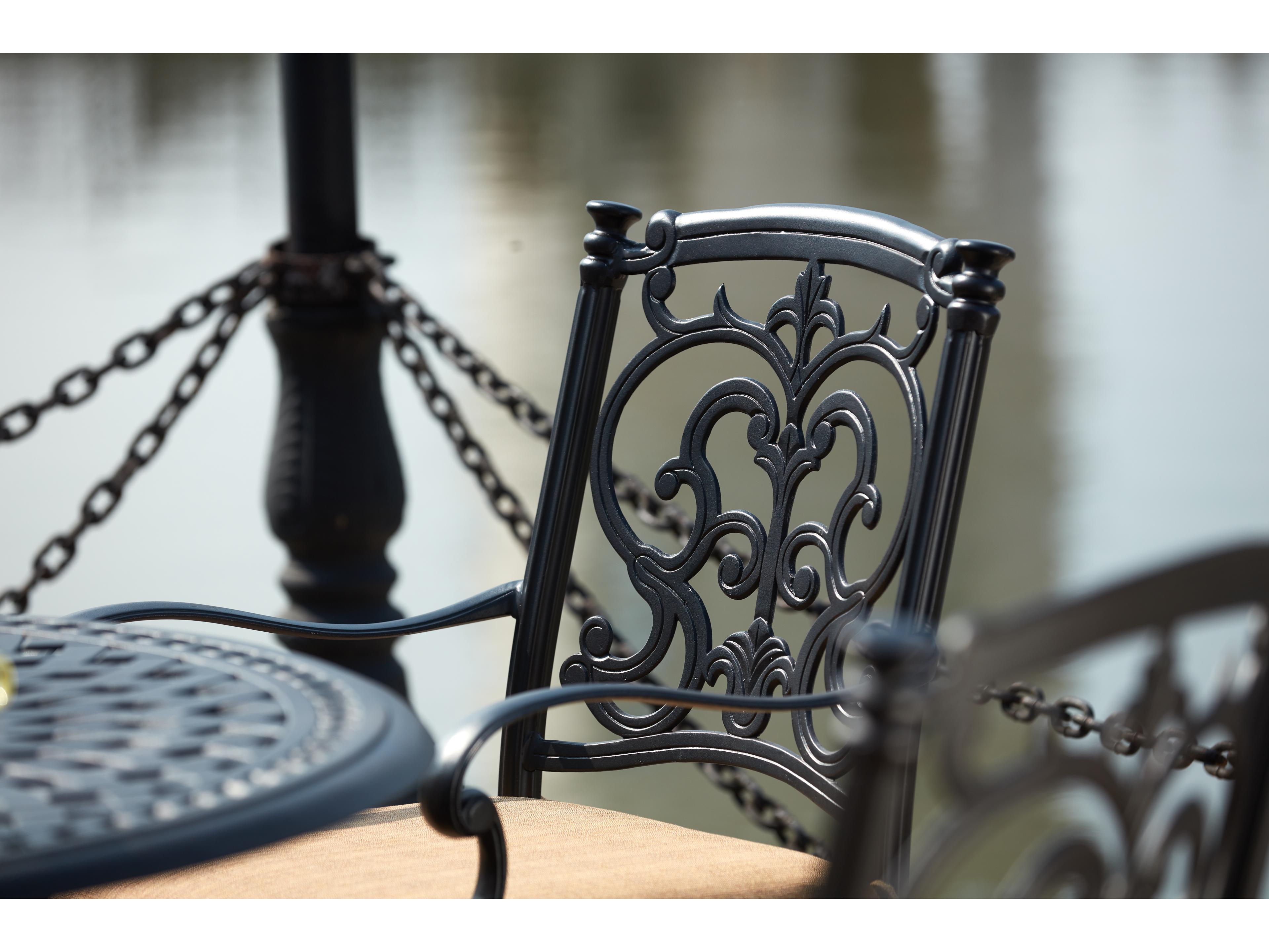 Darlee Outdoor Living Santa Barbara Cast Aluminum 5-Piece Dining Set with Cushions and 48'' Round Dining Table