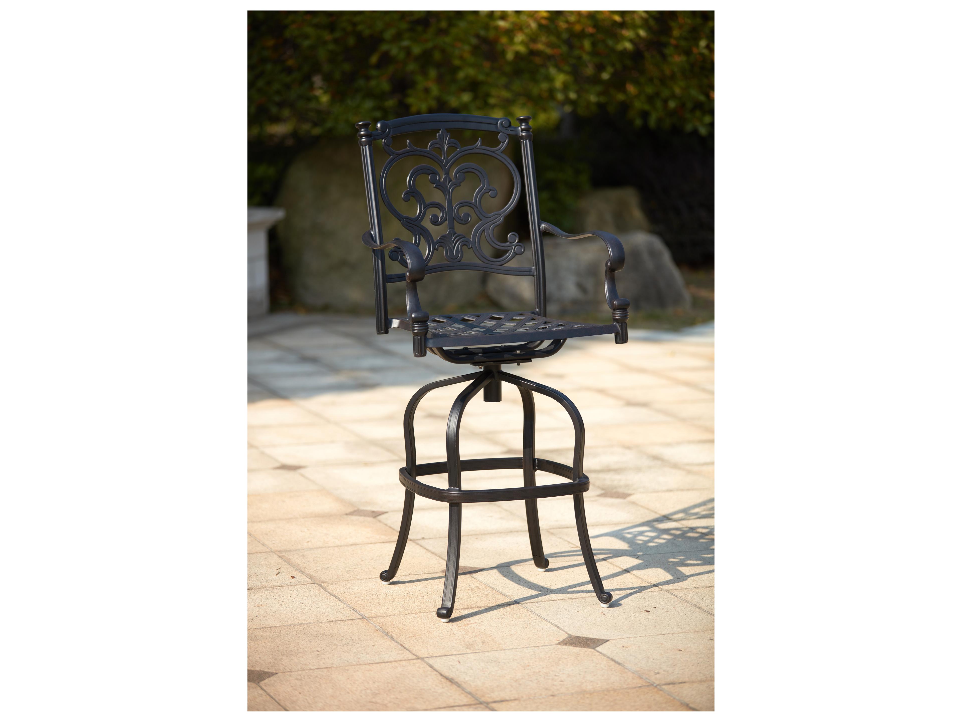 Darlee Outdoor Living Santa Barbara Cast Aluminum 5-Piece Bar Set with Cushions and 42'' Round Pedestal Bar Table