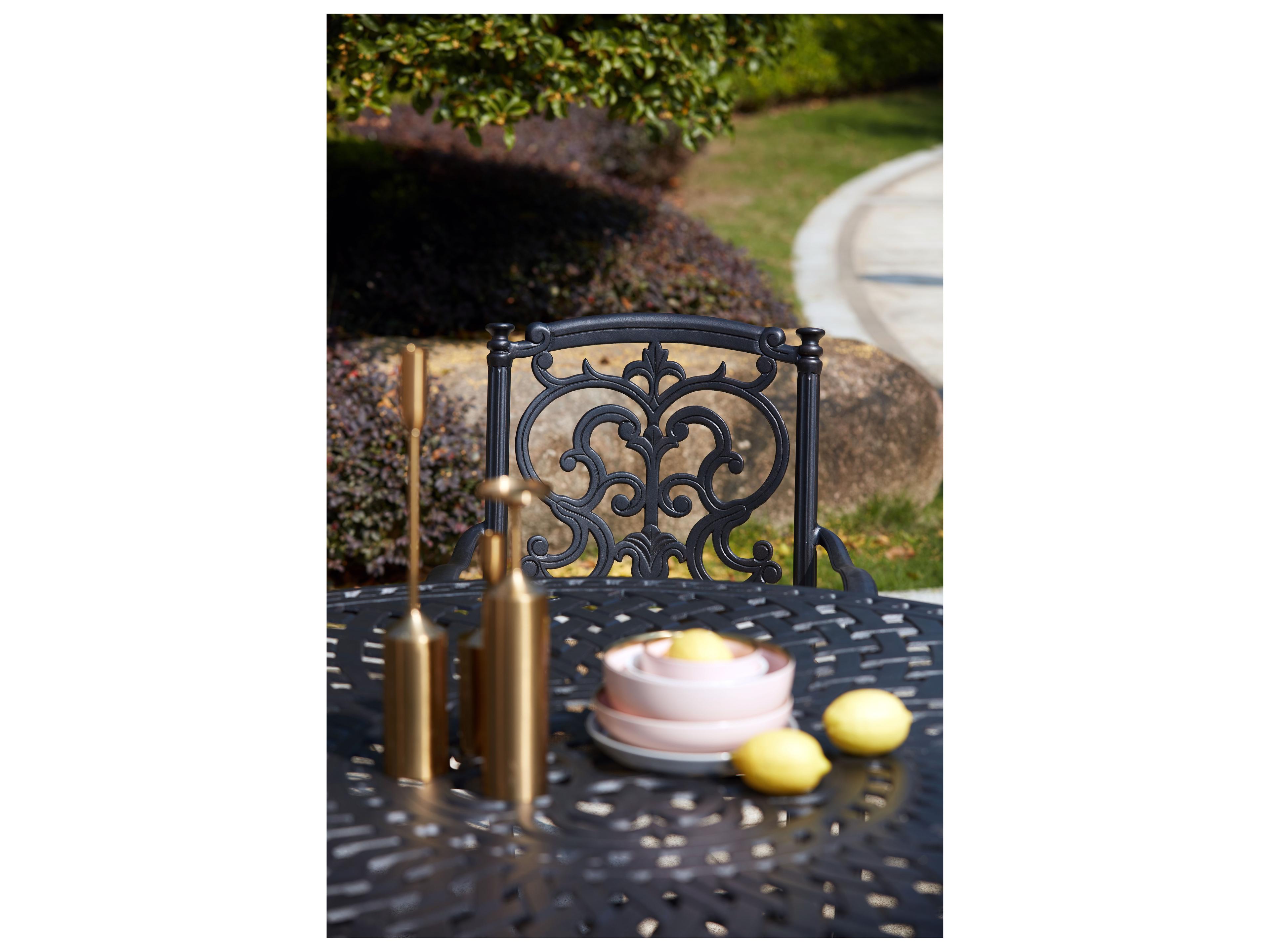 Darlee Outdoor Living Santa Barbara Cast Aluminum 7-Piece Dining Set with Cushions and 59'' Round Dining Table