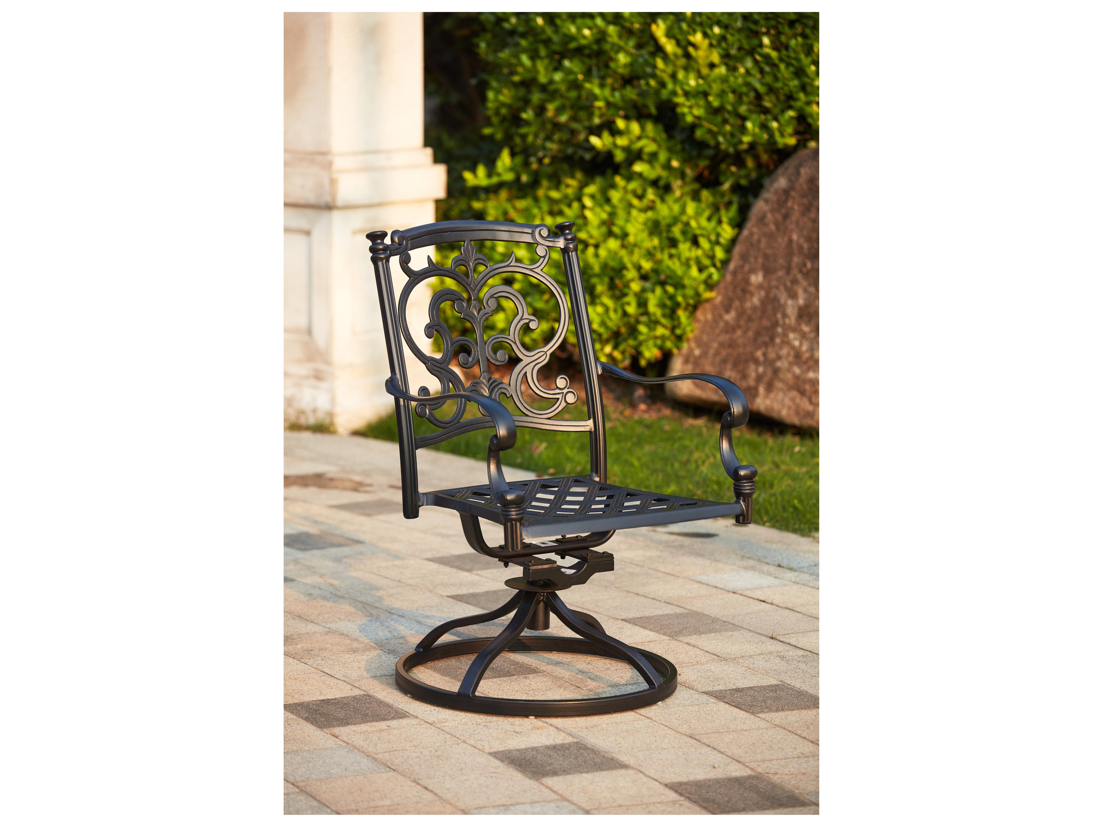 Darlee Outdoor Living Santa Barbara Cast Aluminum 7-Piece Dining Set (with 2 Swivel Rockers) with Cushions and 42 x 72'' Rectangular Dining Table