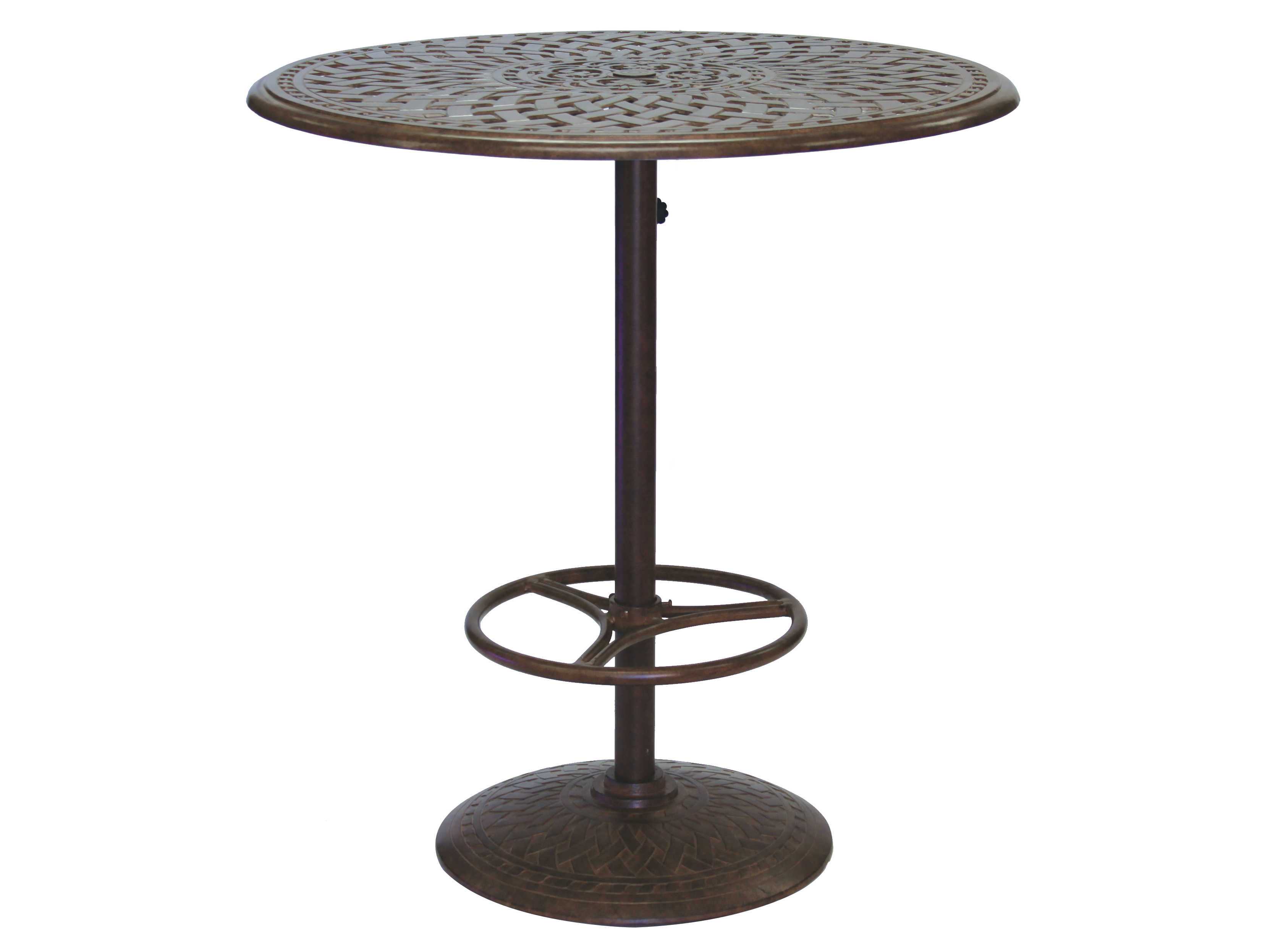 Darlee Outdoor Living Series Cast Aluminum Round Umbrella Hole Bar Table