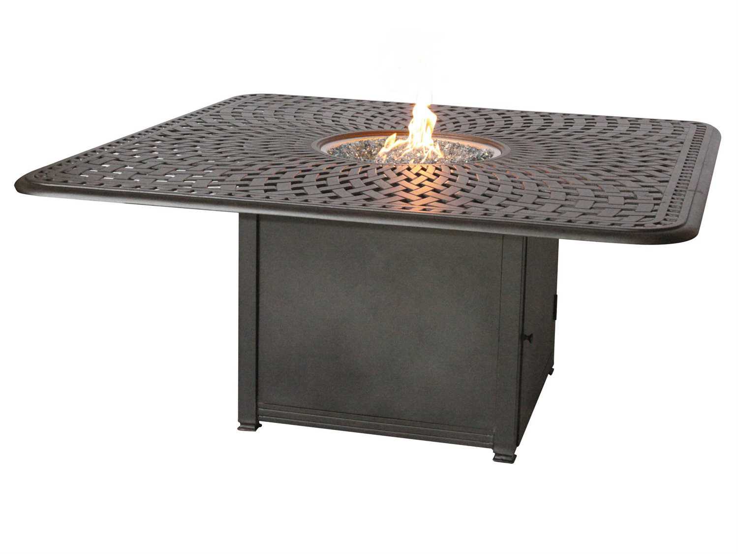 Darlee Outdoor Living Series Antique Bronze Cast Aluminum Square Counter Height Propane Fire Pit Table