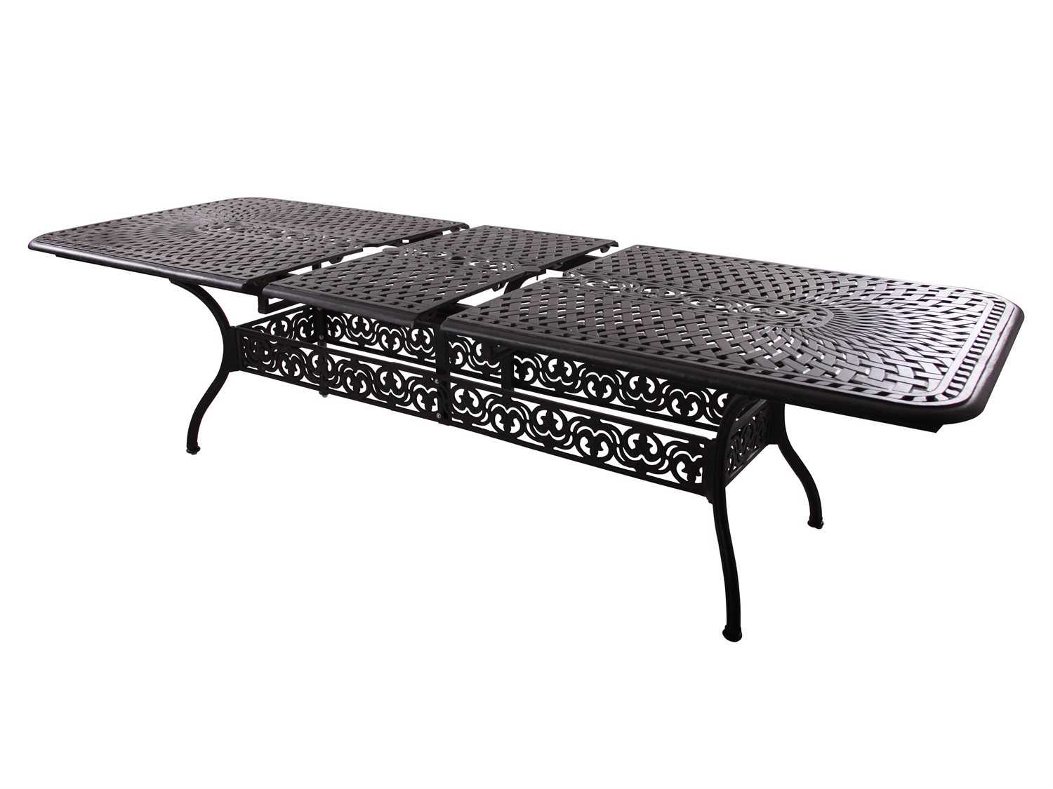 Darlee Outdoor Living Series Antique Bronze Cast Aluminum Rectangular Extendable Dining Table