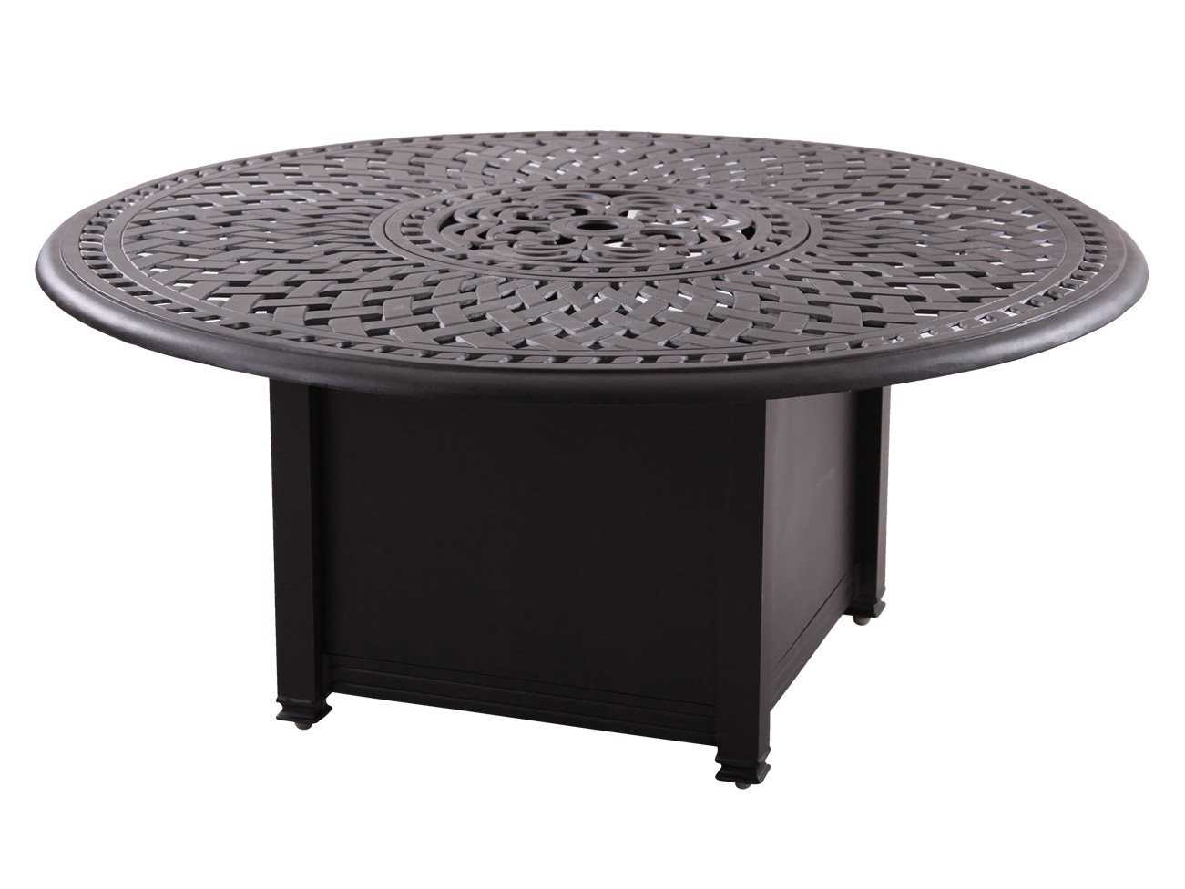 Darlee Outdoor Living Series Antique Bronze Cast Aluminum Round Propane Fire Pit Chat Table