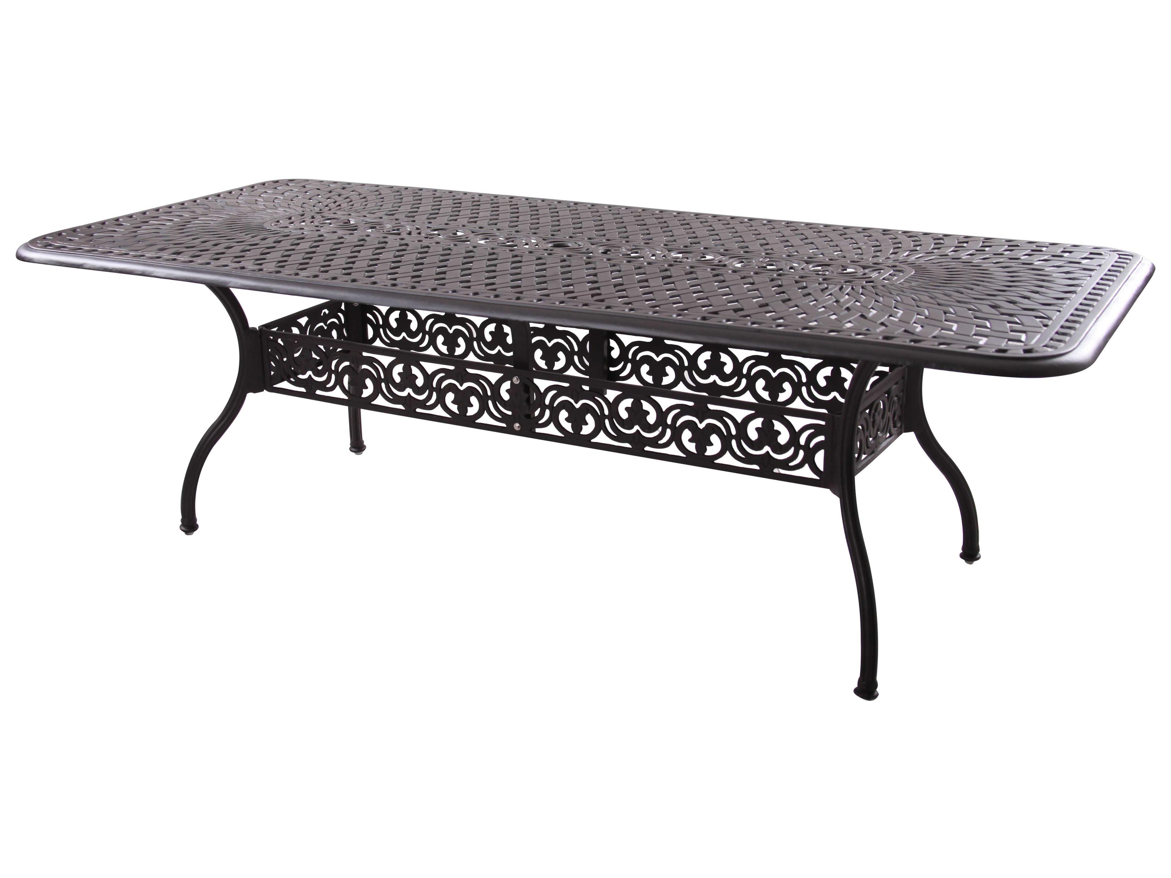 Darlee Outdoor Living Series Cast Aluminum Rectangular Umbrella Hole Dining Table