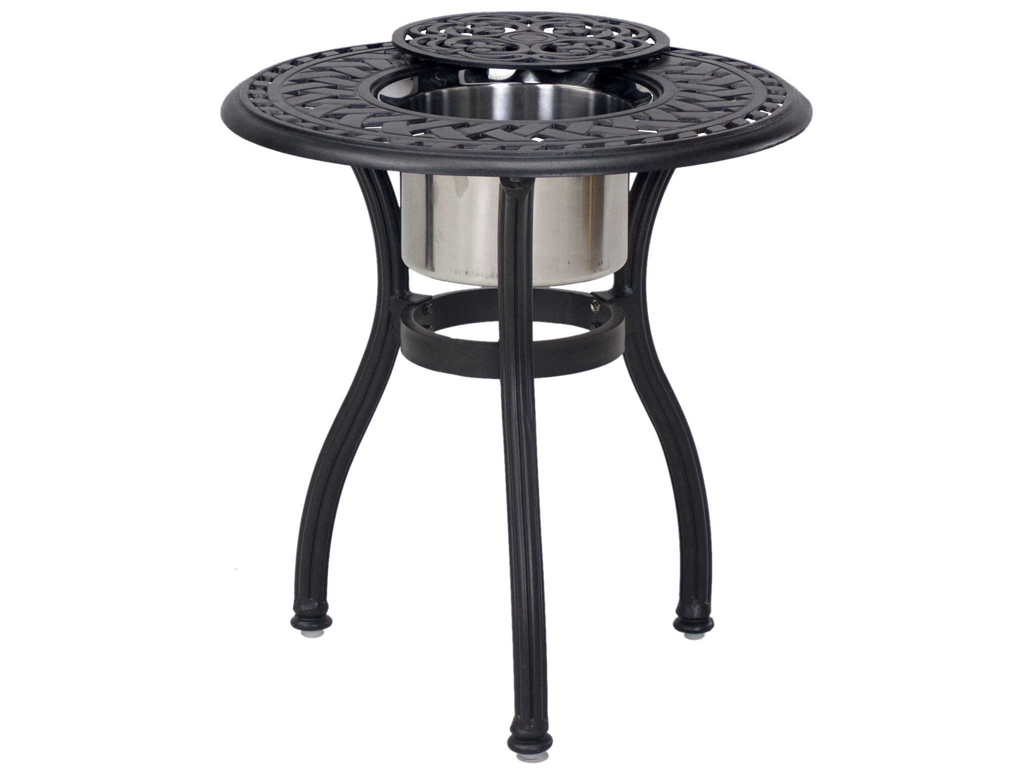 Darlee Outdoor Living Mountain View Cast Aluminum 3-Piece Set with 24 Inch Round End Table / Ice Bucket Insert in Antique Bronze