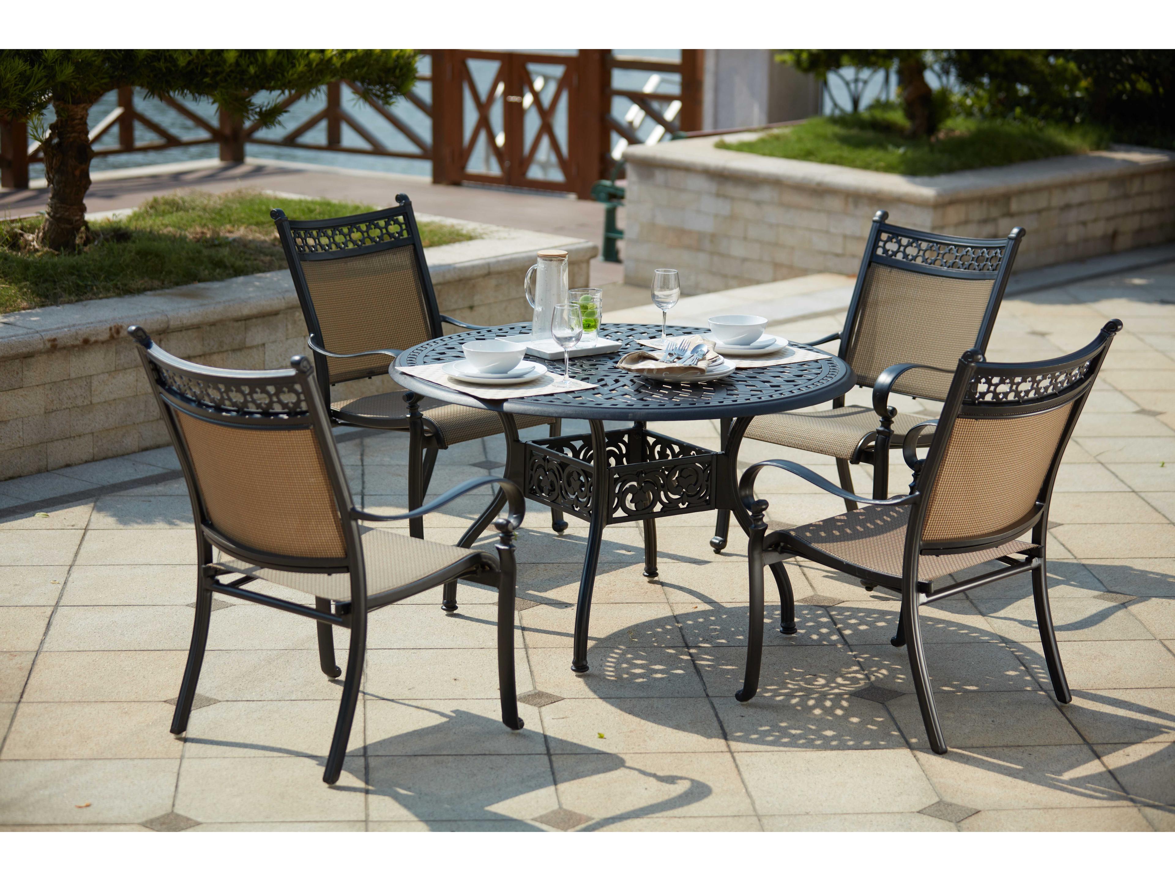 Darlee Outdoor Living Mountain View Cast Aluminum 5- Piece Dining Set with 48 Inch Dining Table in Antique Bronze