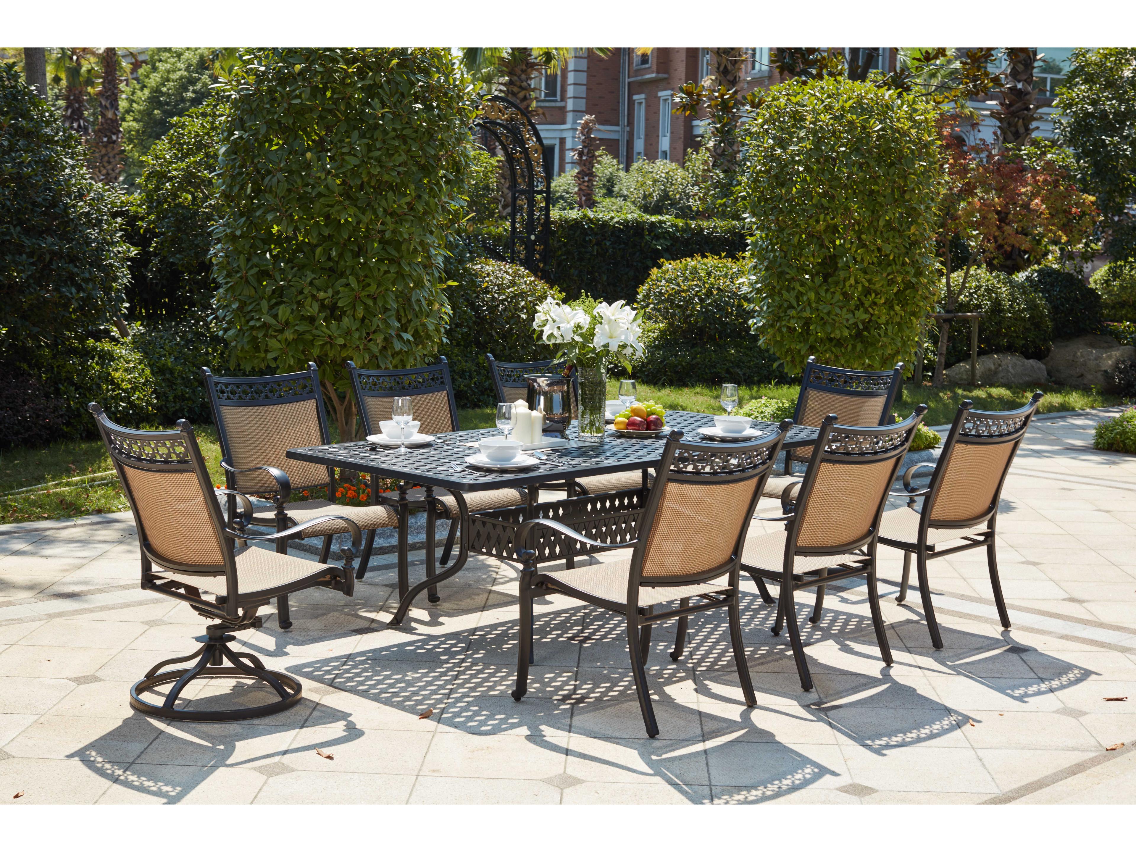 Darlee Outdoor Living Mountain View Cast Aluminum 9- Piece Dining Set with 92 x 42 Rectangular in Antique Bronze