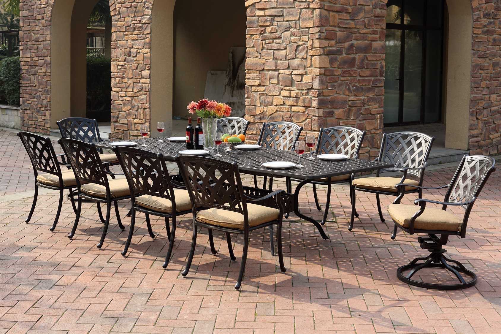 Darlee Ocean View Antique Bronze Cast Aluminum Outdoor Patio Dining Set