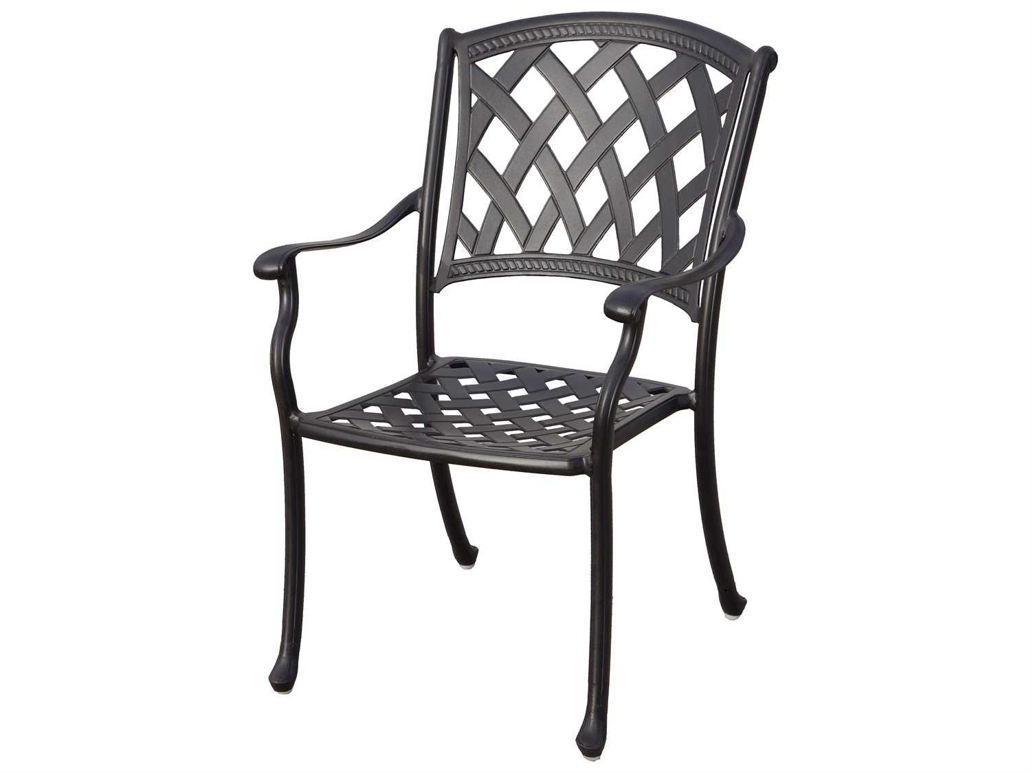 Darlee Ocean View Antique Bronze Cast Aluminum Outdoor Patio Dining Chairs with Sesame Cushions Set of 4