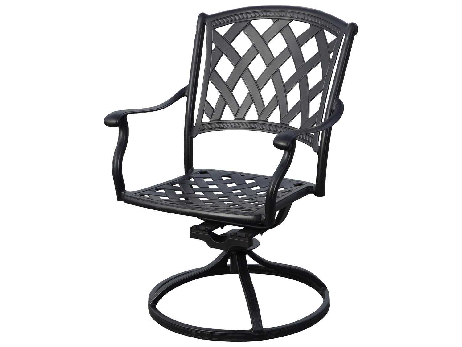 Darlee Ocean View Antique Bronze Cast Aluminum Swivel Rocker Patio Dining Chairs with Sesame Cushions Set of 2