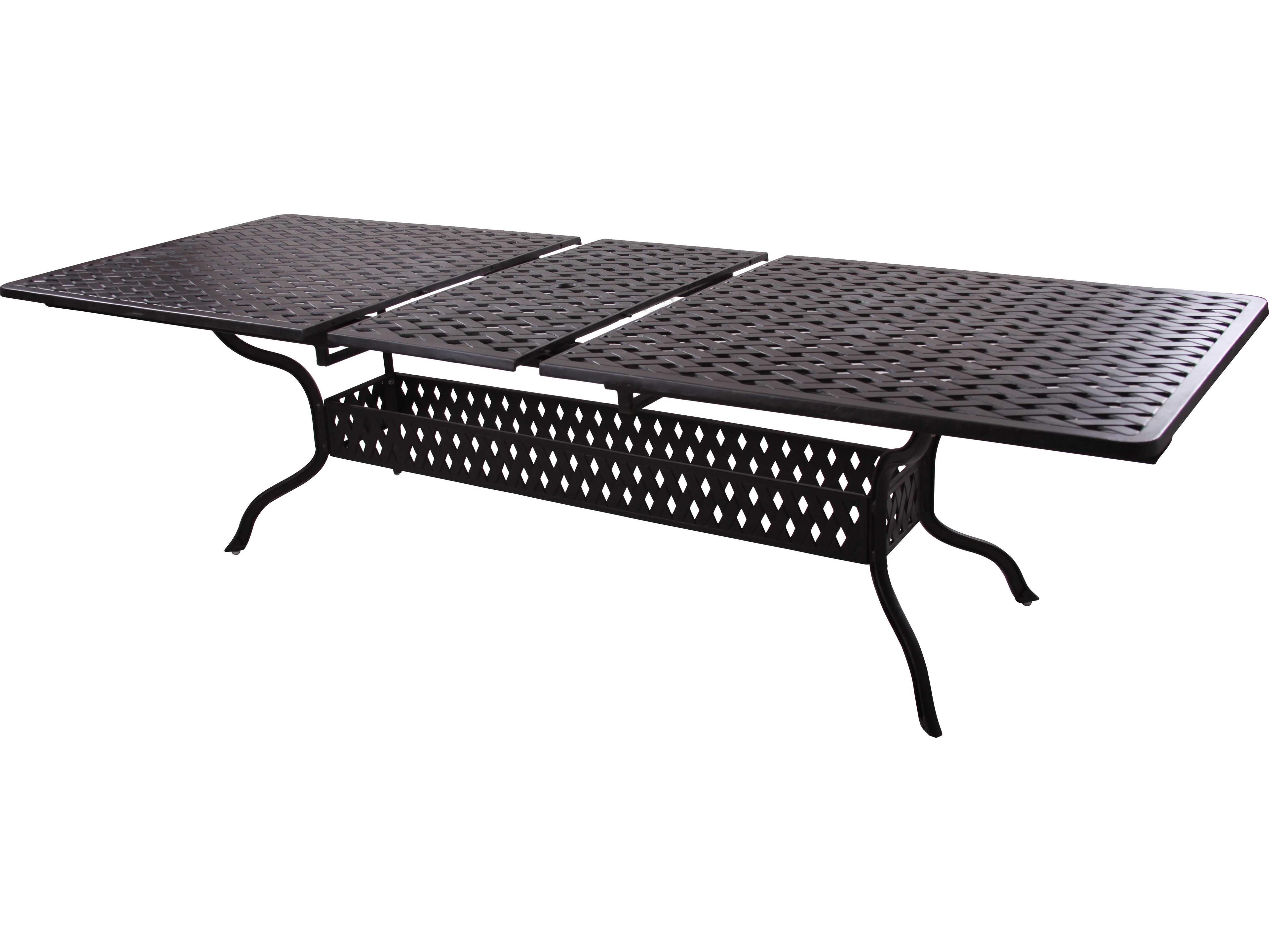 Darlee Outdoor Living Madison Cast Aluminum 11- Piece Dining Set with 92 x 42 / 120 x 42 Rectangular Dining Table in Antique Bronze