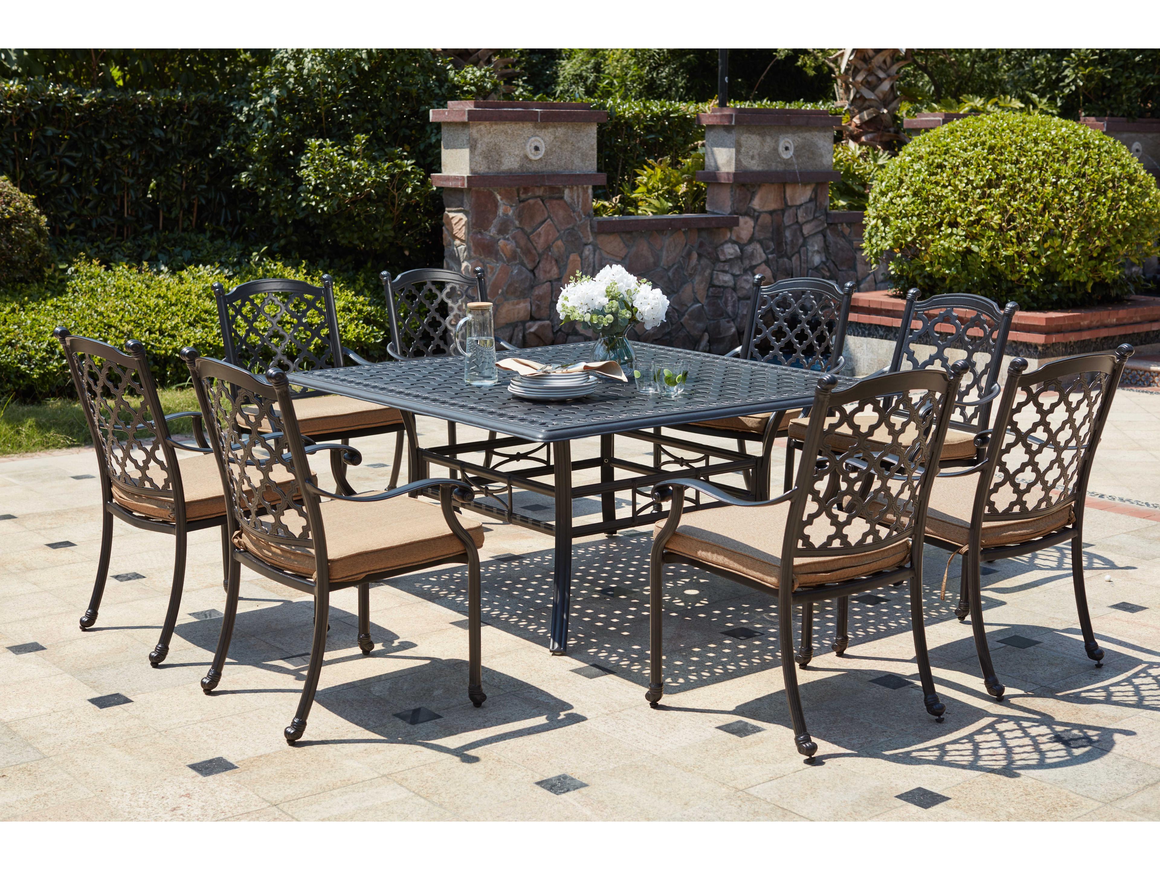Darlee Outdoor Living Madison Cast Aluminum 9- Piece Dining Set with 60 Inch Square Dining Table in Antique Bronze