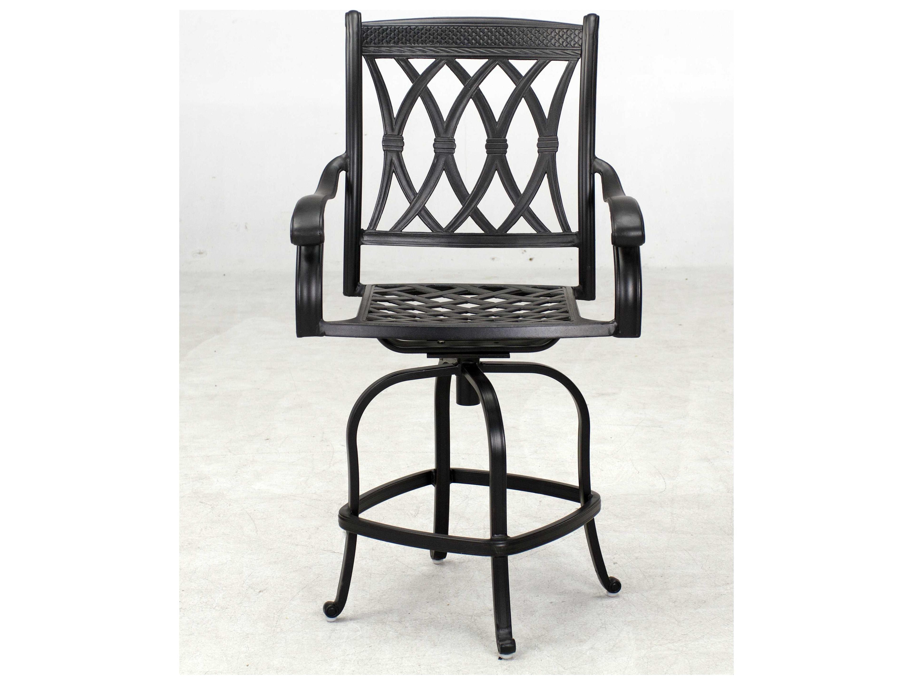 Darlee Outdoor Living Capri Cast Aluminum 3-Piece Counter Height Bar Set with 30 Inch Round Counter Height Pedestal Bar Table in Antique Bronze