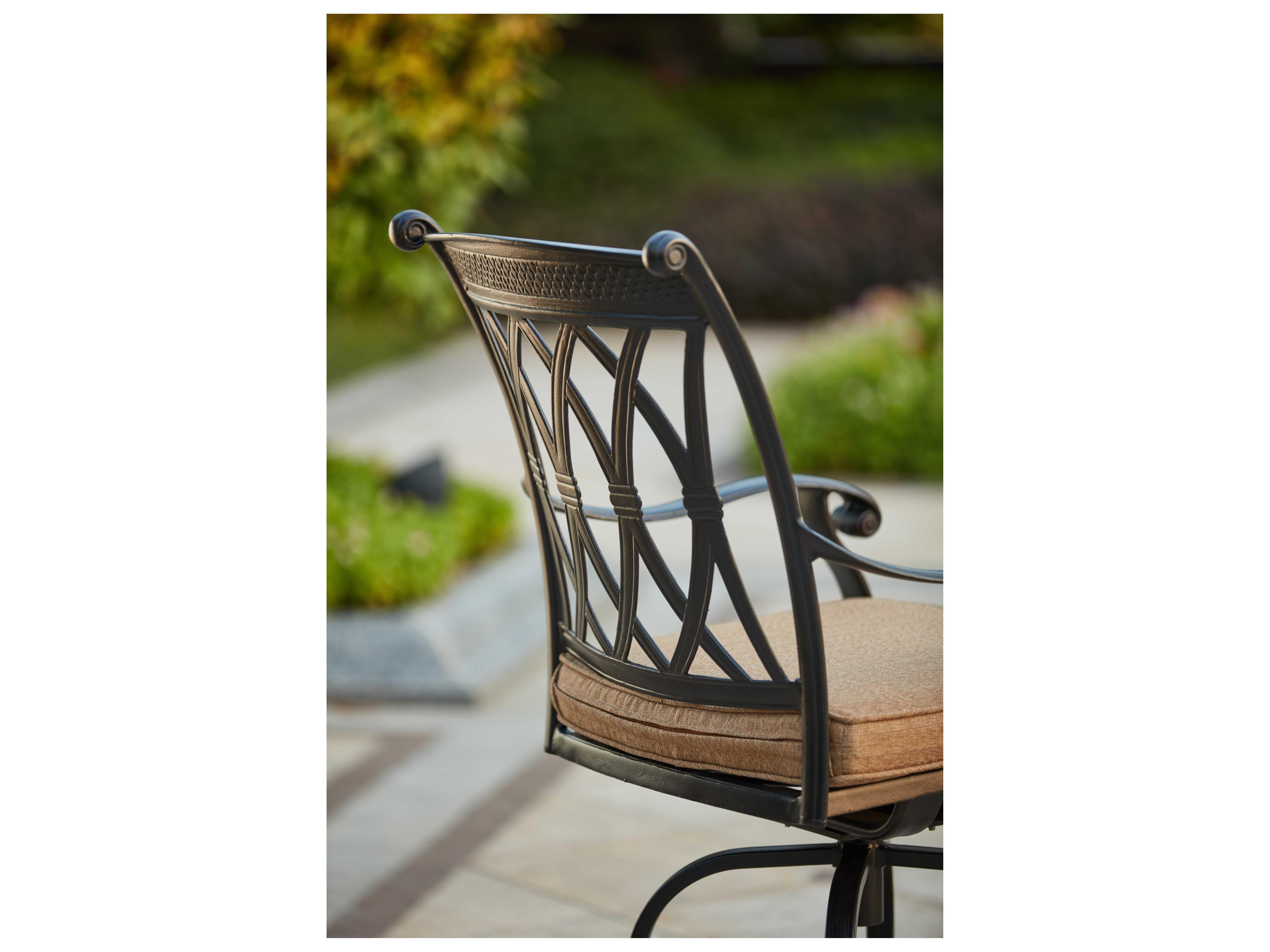 Darlee Outdoor Living Capri Cast Aluminum 3-Piece Counter Height Bar Set with 30 Inch Round Counter Height Pedestal Bar Table in Antique Bronze