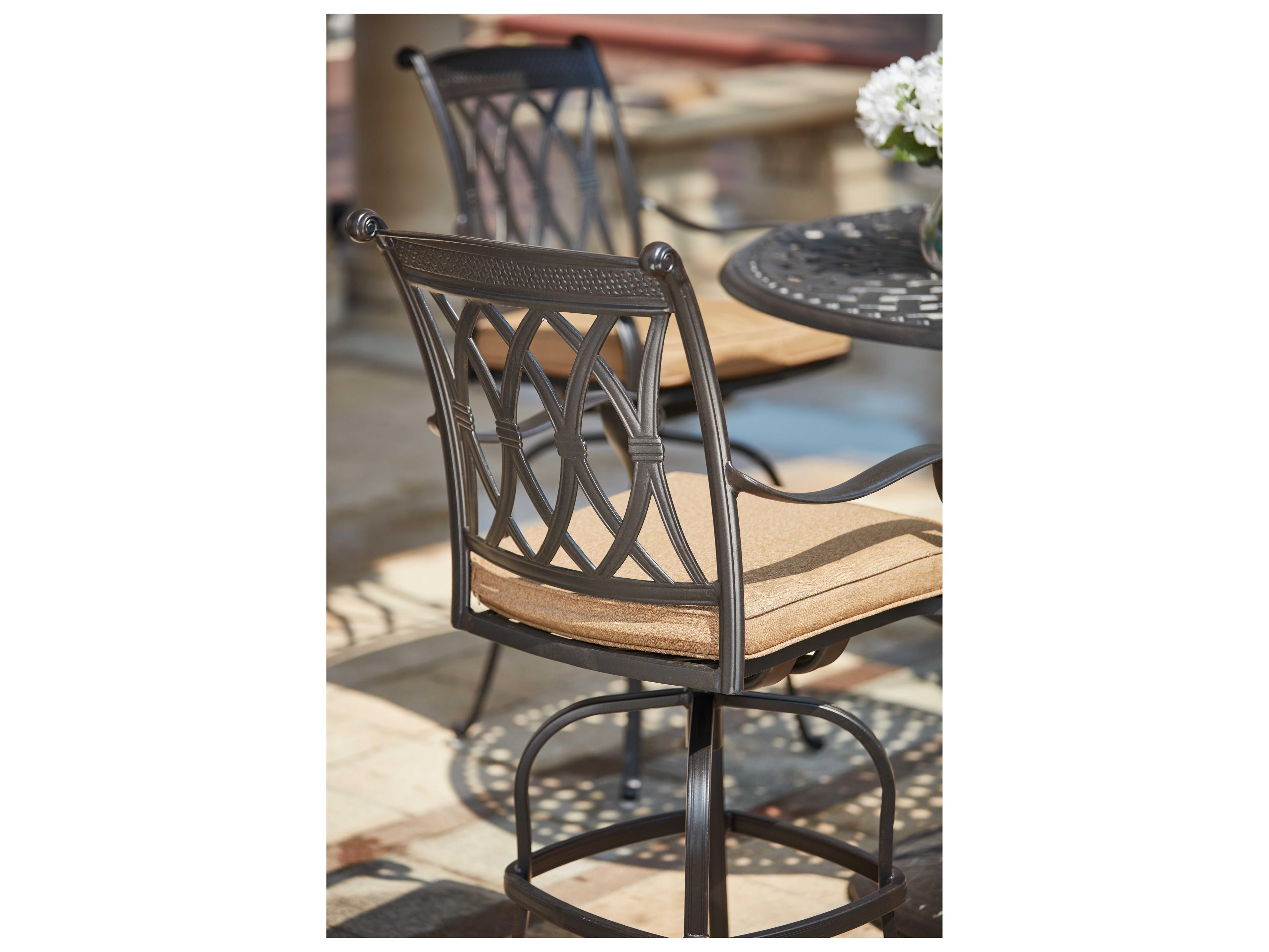 Darlee Outdoor Living Capri Cast Aluminum 5- Piece Pedestal Bar Set with 42 Inch Pedestal Bar Table in Antique Bronze