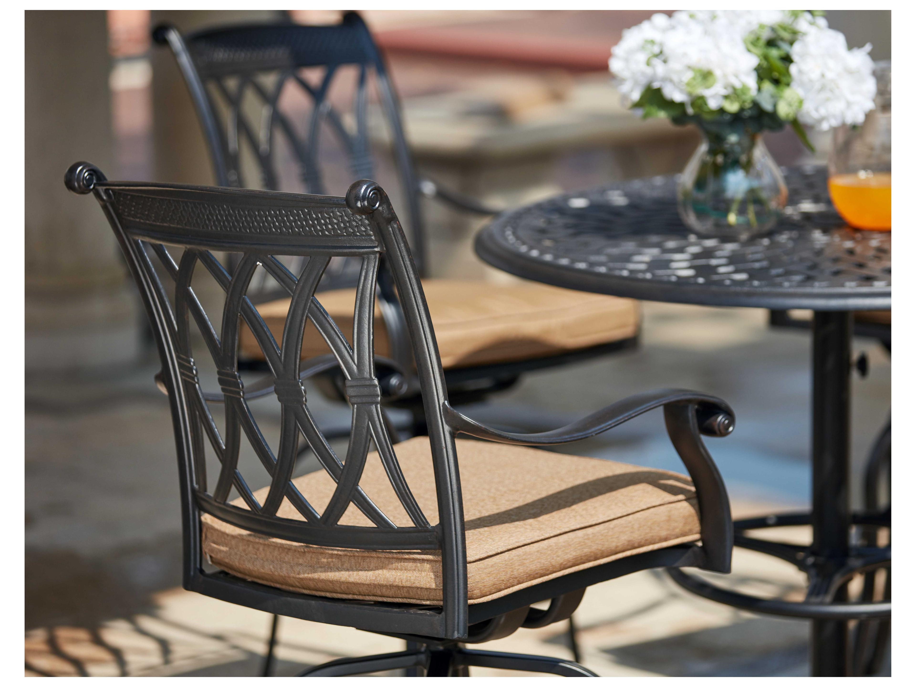 Darlee Outdoor Living Capri Cast Aluminum 5- Piece Pedestal Bar Set with 42 Inch Pedestal Bar Table in Antique Bronze