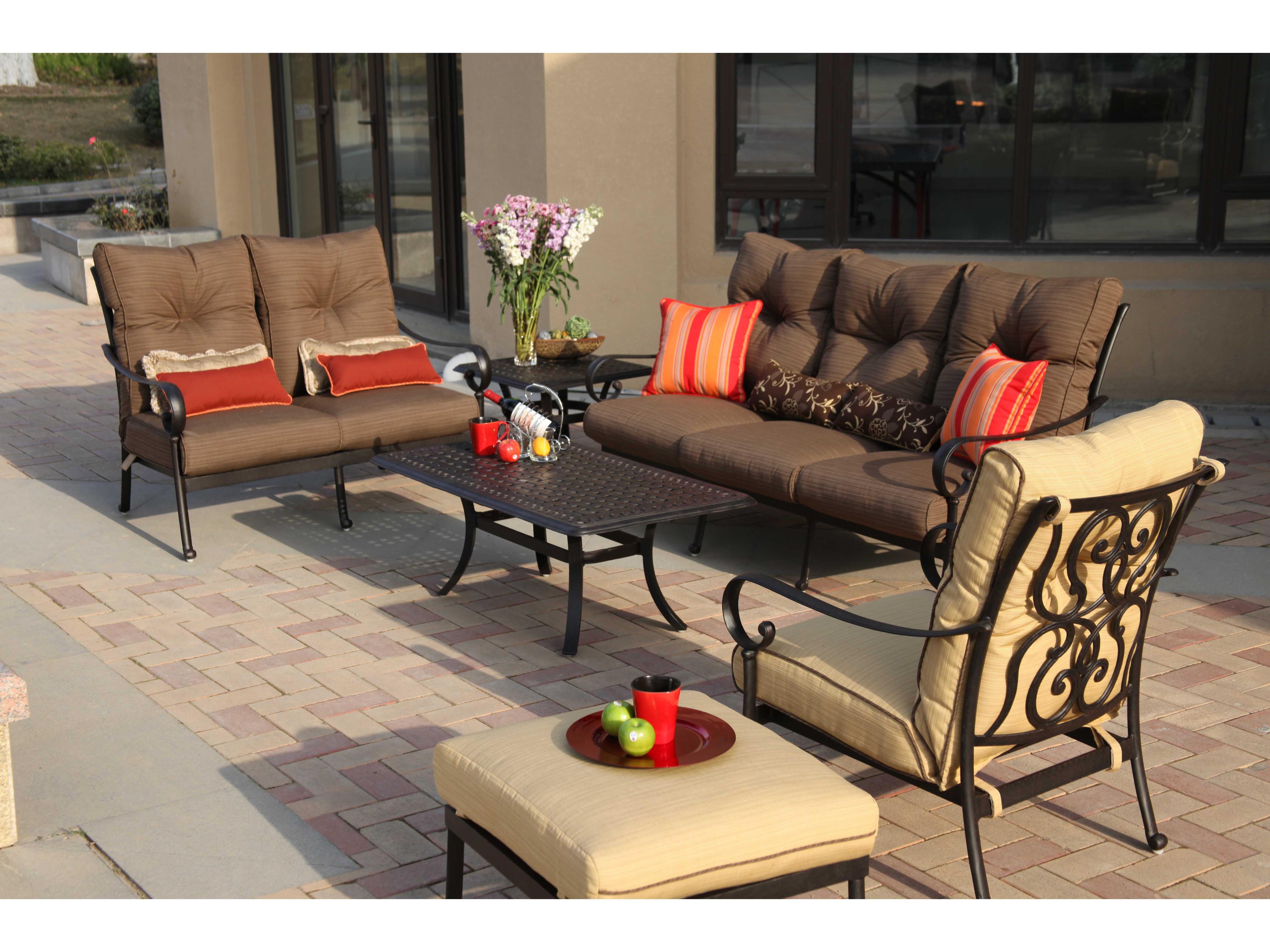 Darlee Outdoor Living Santa Anita Cast Aluminum Antique Bronze Deep Seating Group 4 PC Set