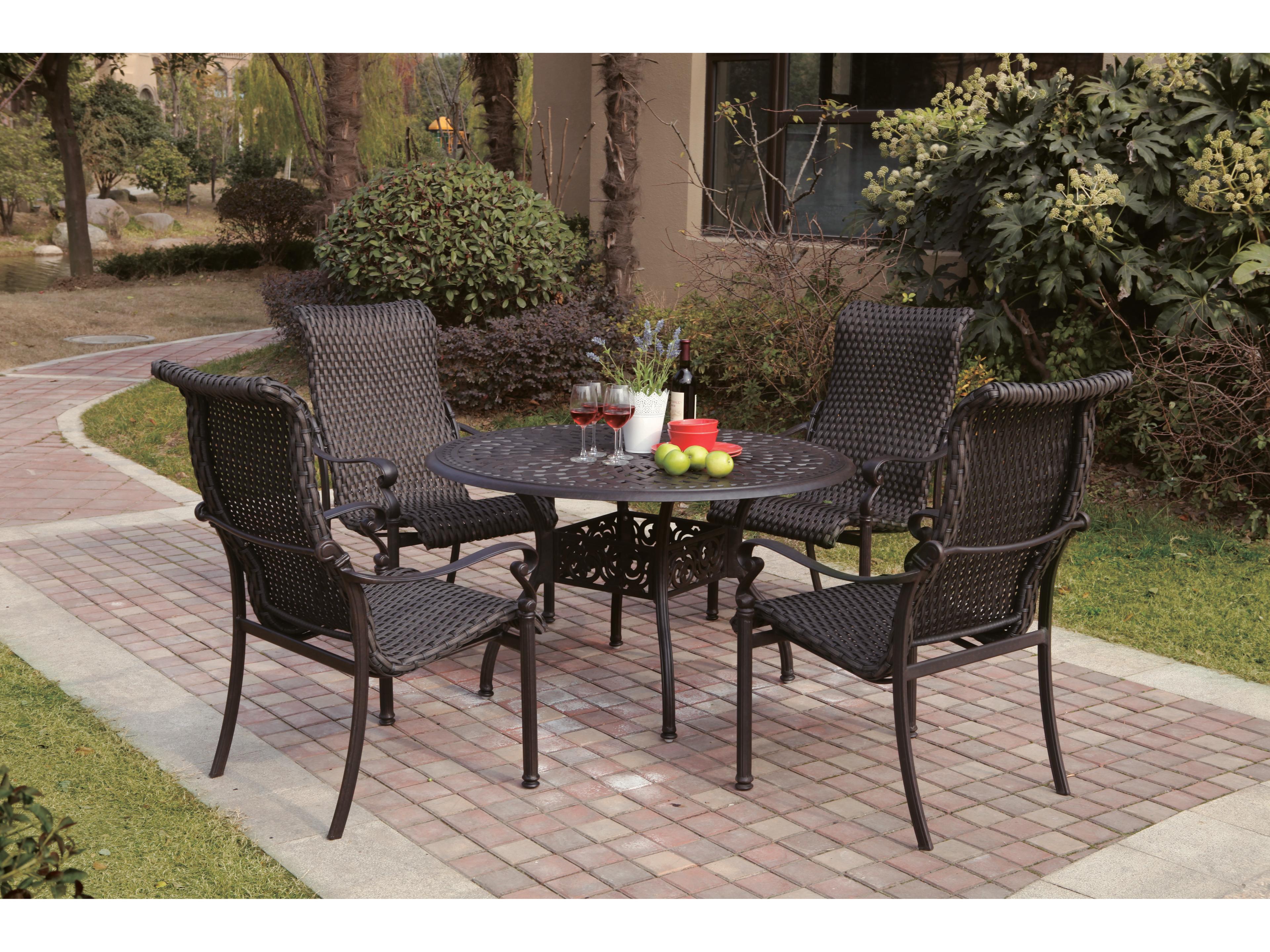 Darlee Outdoor Living Victoria Cast Aluminum 5-Piece Dining Set with 48'' Round Dining Table