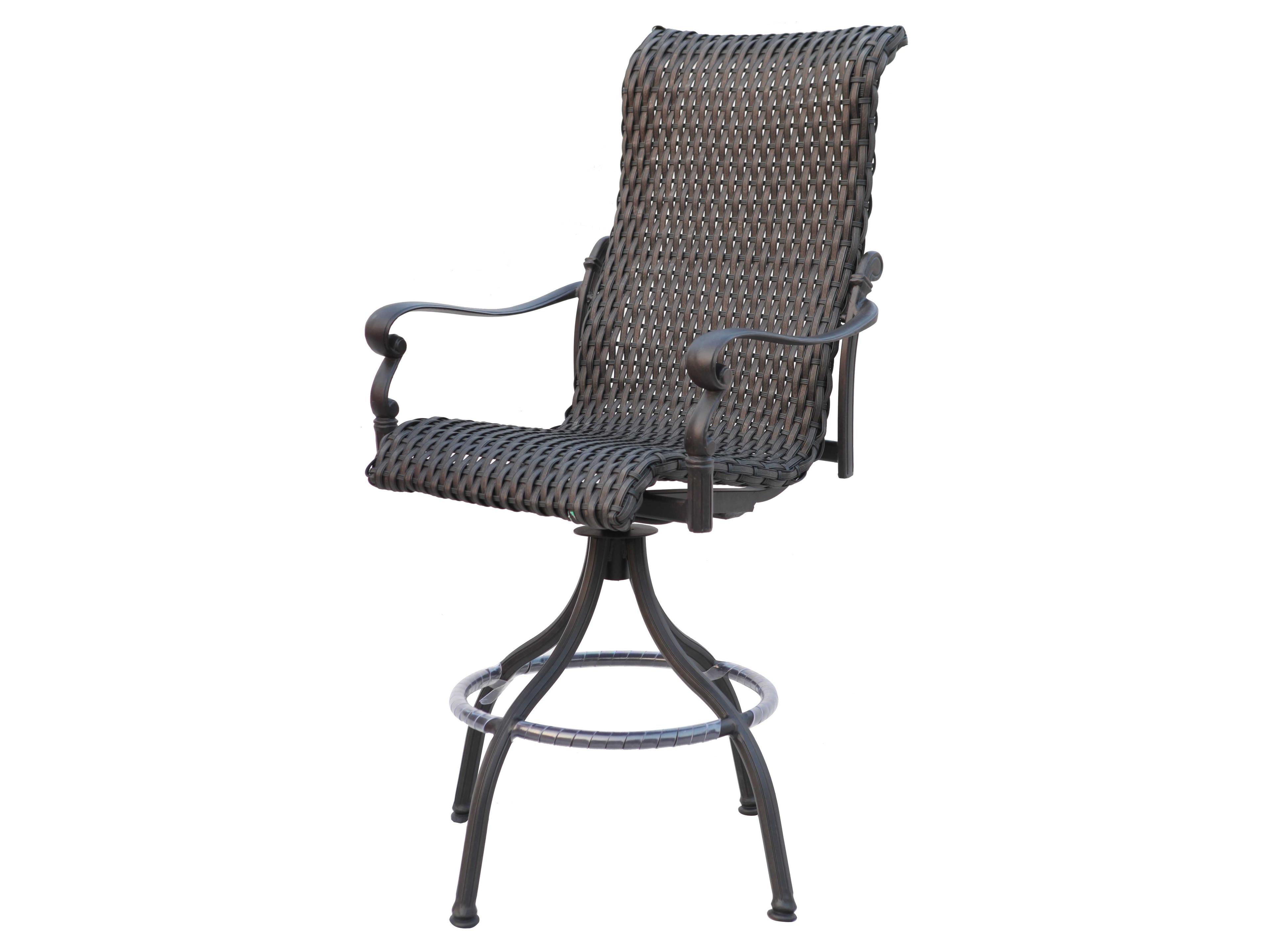 Darlee Outdoor Living Victoria Wicker Espresso Swivel Bar Stool