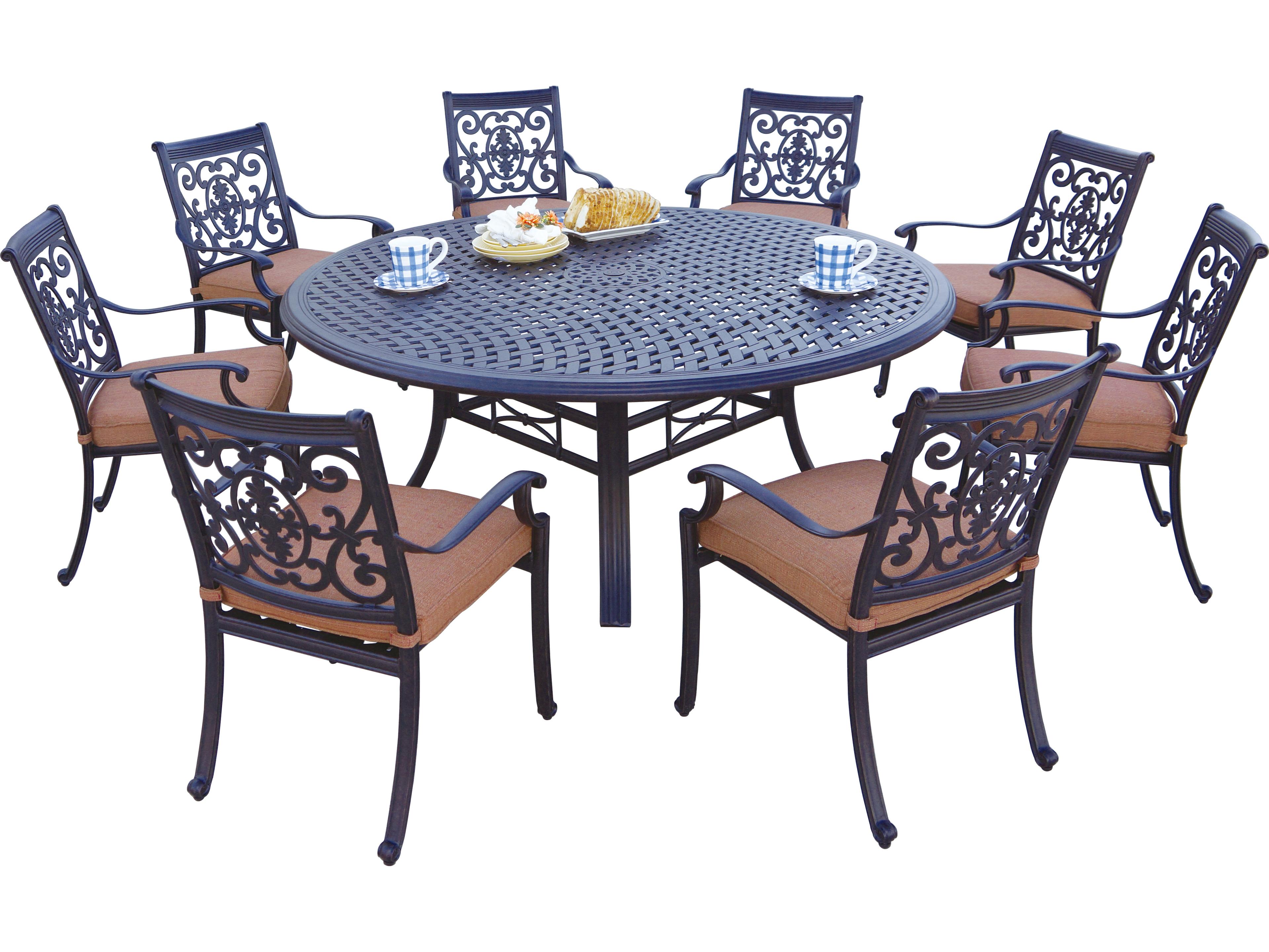 Darlee Outdoor Living St. Cruz Cast Aluminum 9-Piece Dining Set with Cushions and 71'' Round Dining Table