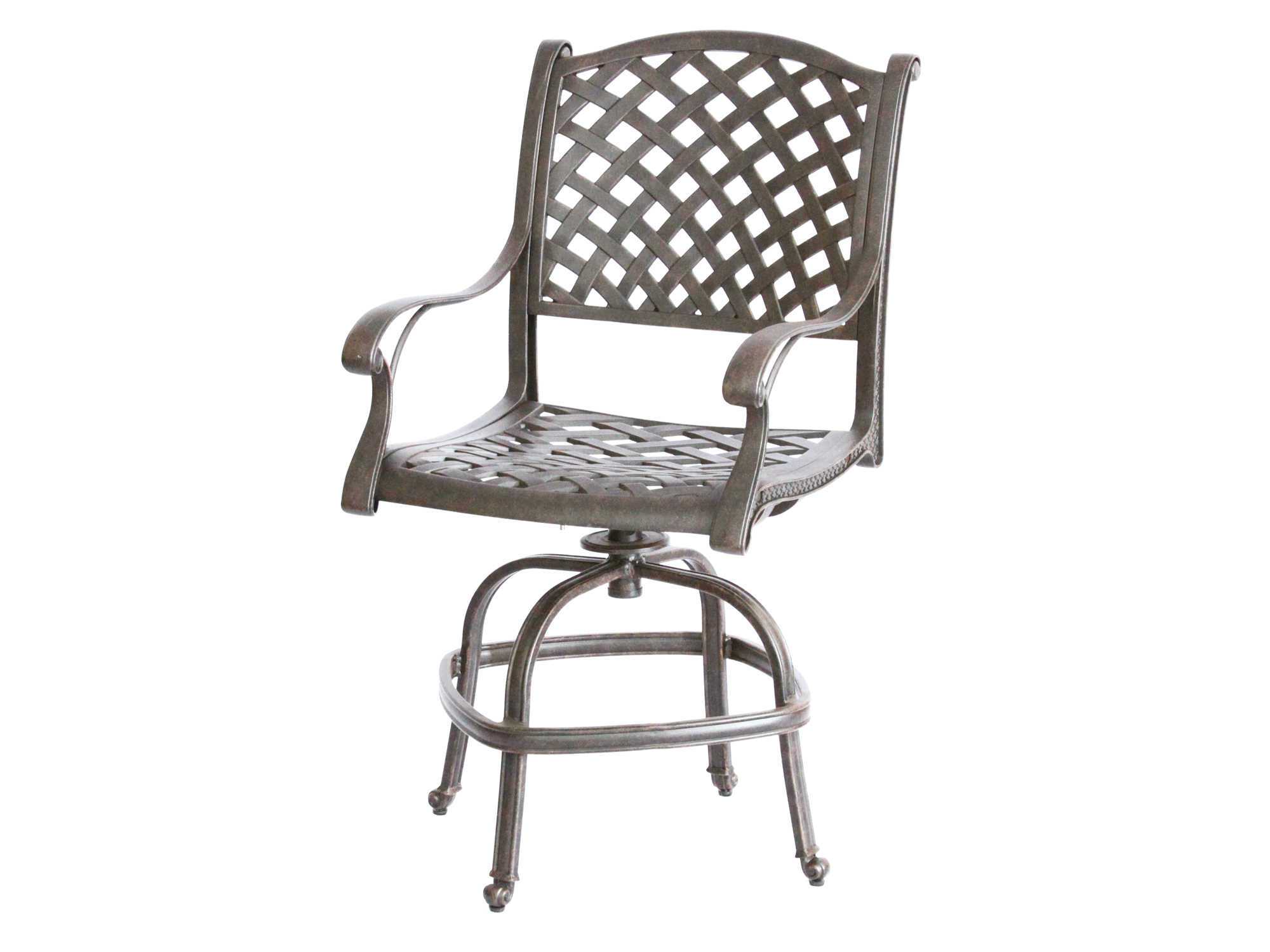 Darlee Outdoor Living Nassau Cast Aluminum Antique Bronze Swivel Counter Height Stool - Includes Cushion