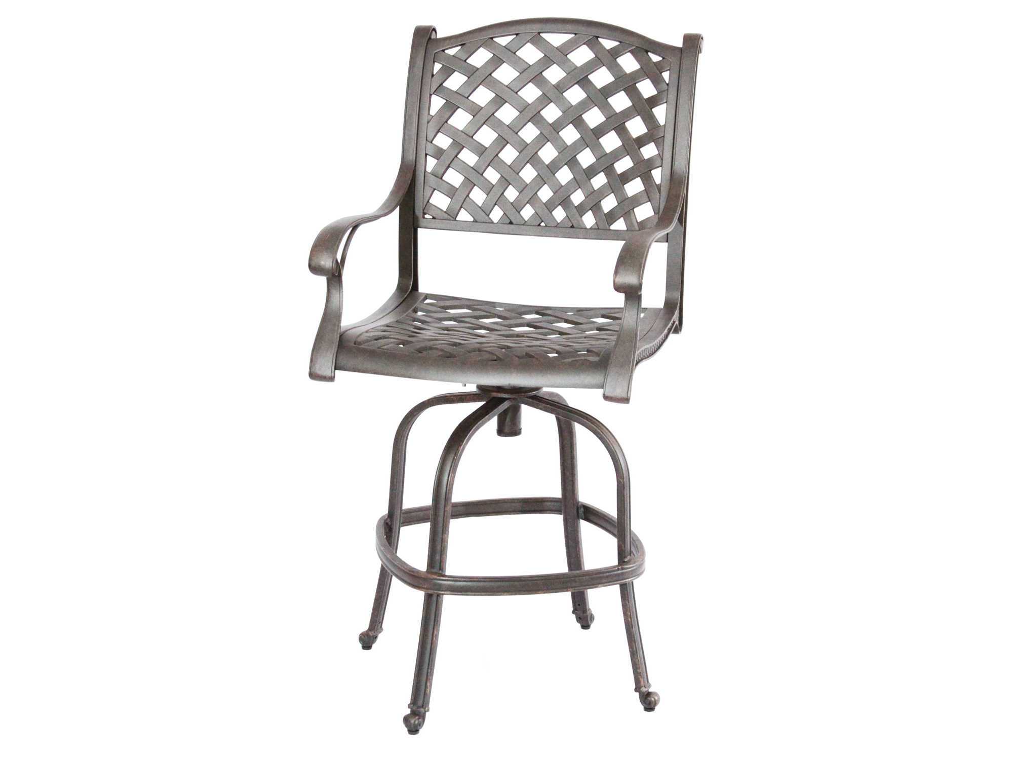 Darlee Outdoor Living Nassau Cast Aluminum Antique Bronze Swivel Bar Stool - Includes Cushion