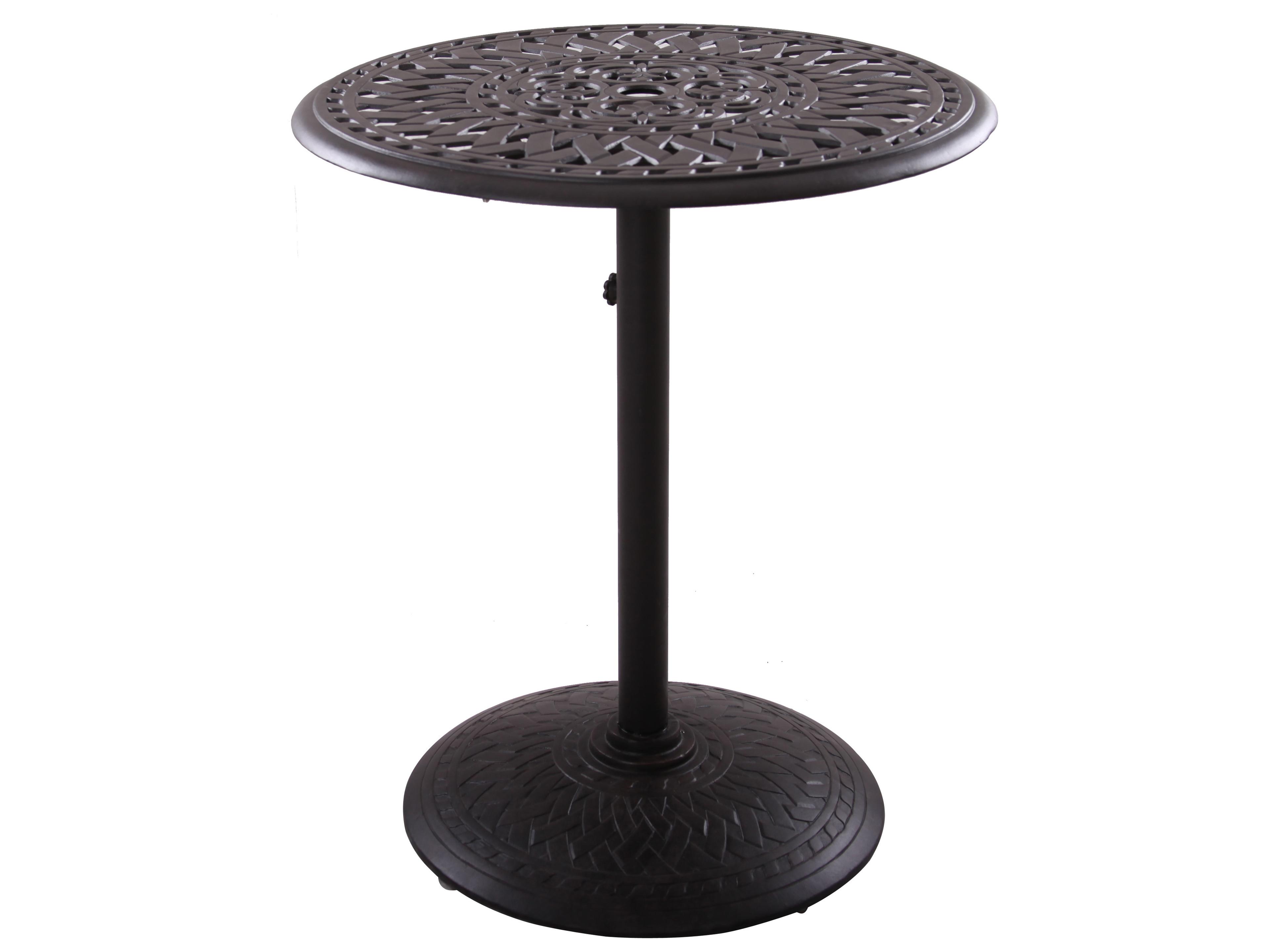 Darlee Outdoor Living Santa Monica Cast Aluminum 3-Piece Counter Height Set with Cushions and 30'' Round Pedestal Counter Table